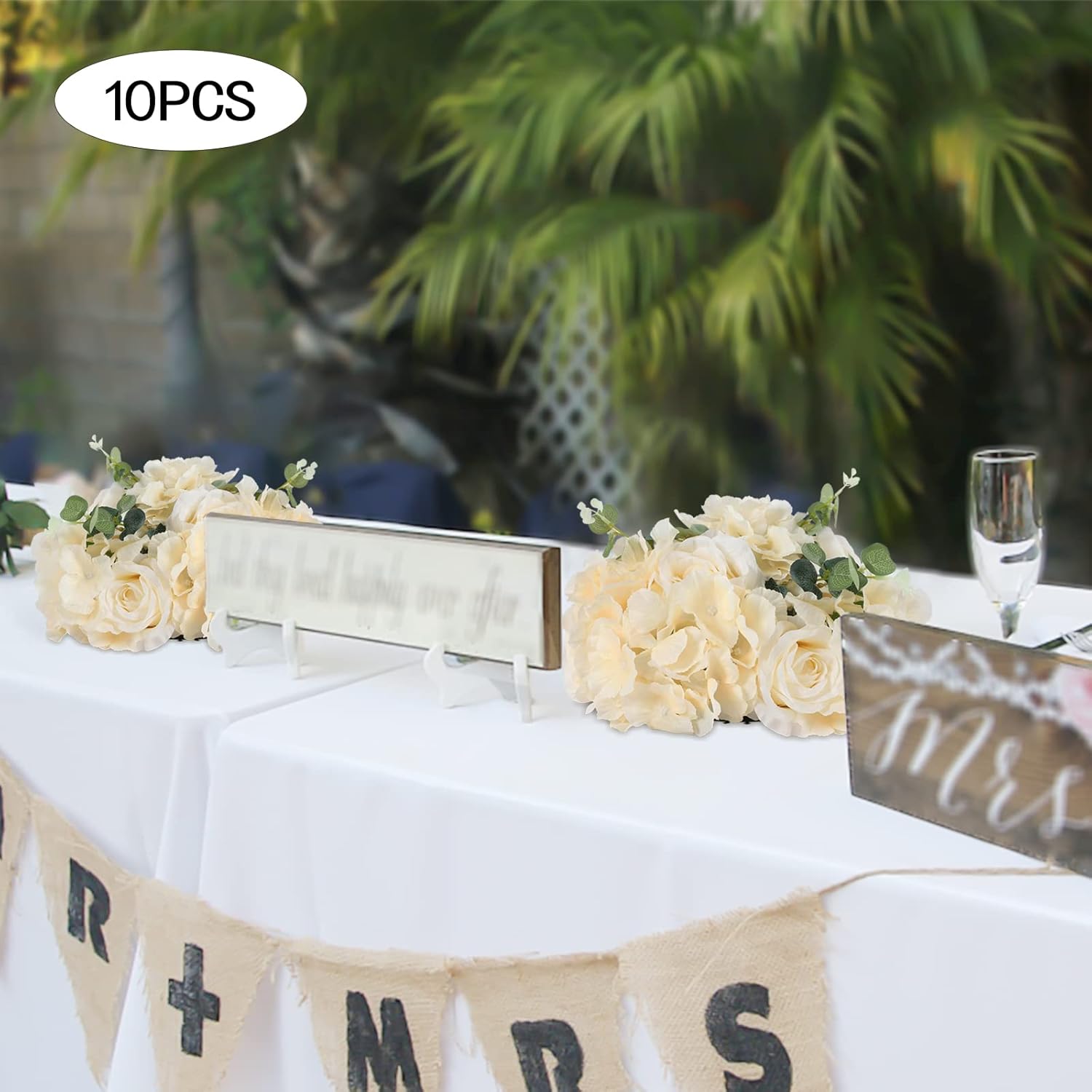 10 Pcs Flower Ball Arrangement Bouquets,Fake Flowers Balls,Artificial Flower Realistic Flowers for Party,Anniversary,Home Decor (Champagne 15.7 in)