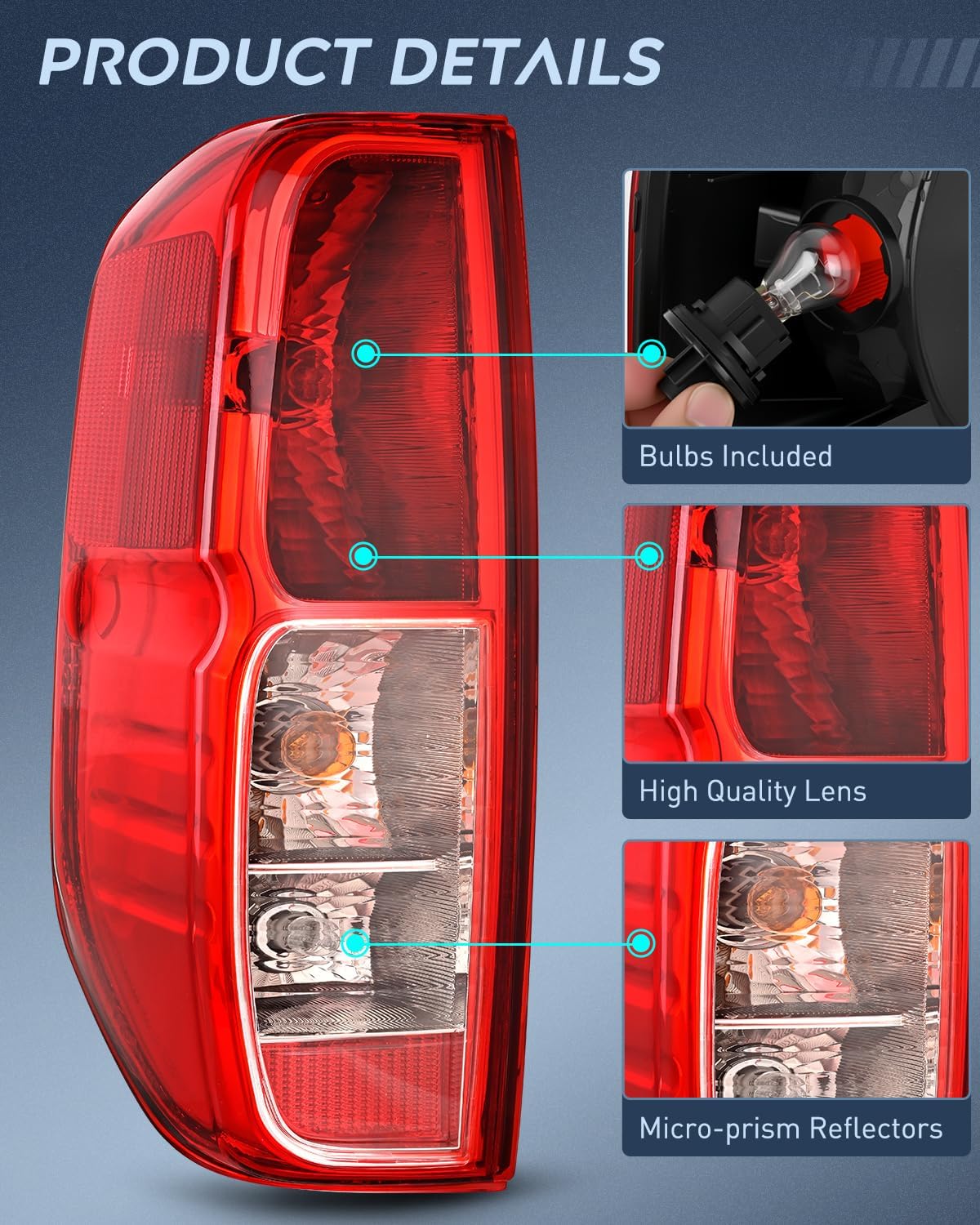 Nilight Taillight Assembly Compatible with 2005 2006 2007 2008 2009 2010 2011 2012 2013 2014 2015 2016 2017 2018 2019 2020 2021 Nissan Frontier and 2009-2012 Suzuki Equator Tail Light Left Driver Side