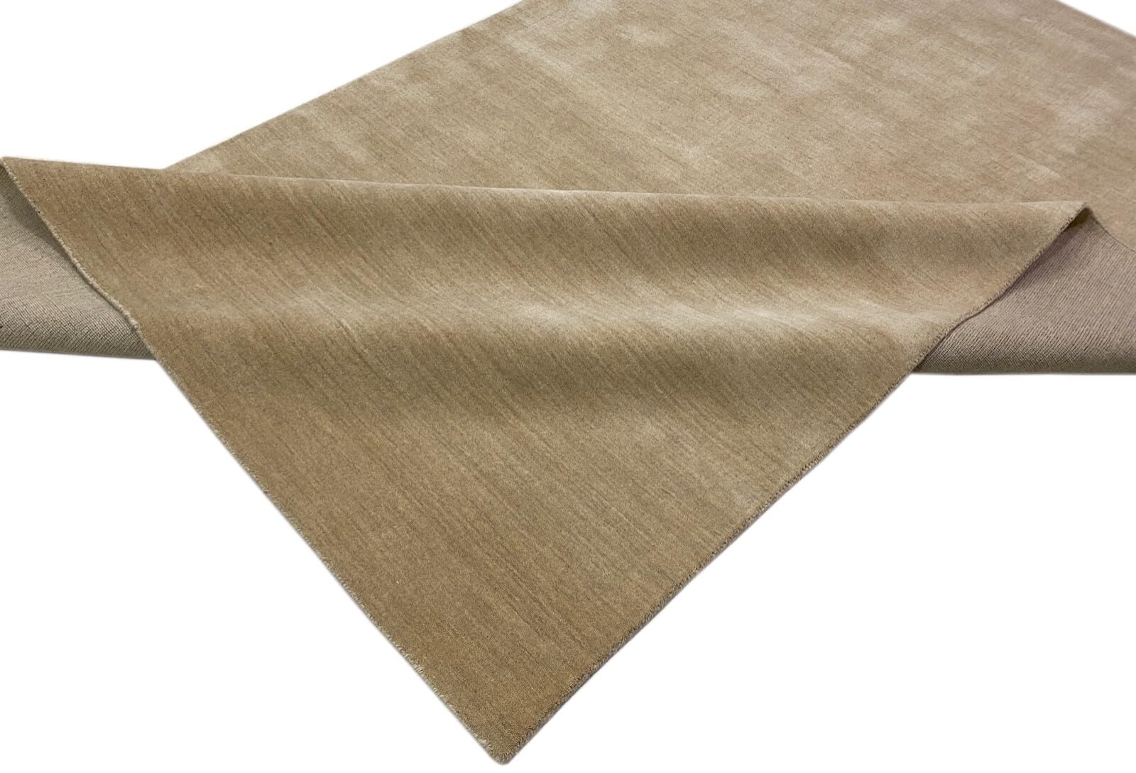 Gabbeh Tapis beige 100 % laine unie tissé à la main G84