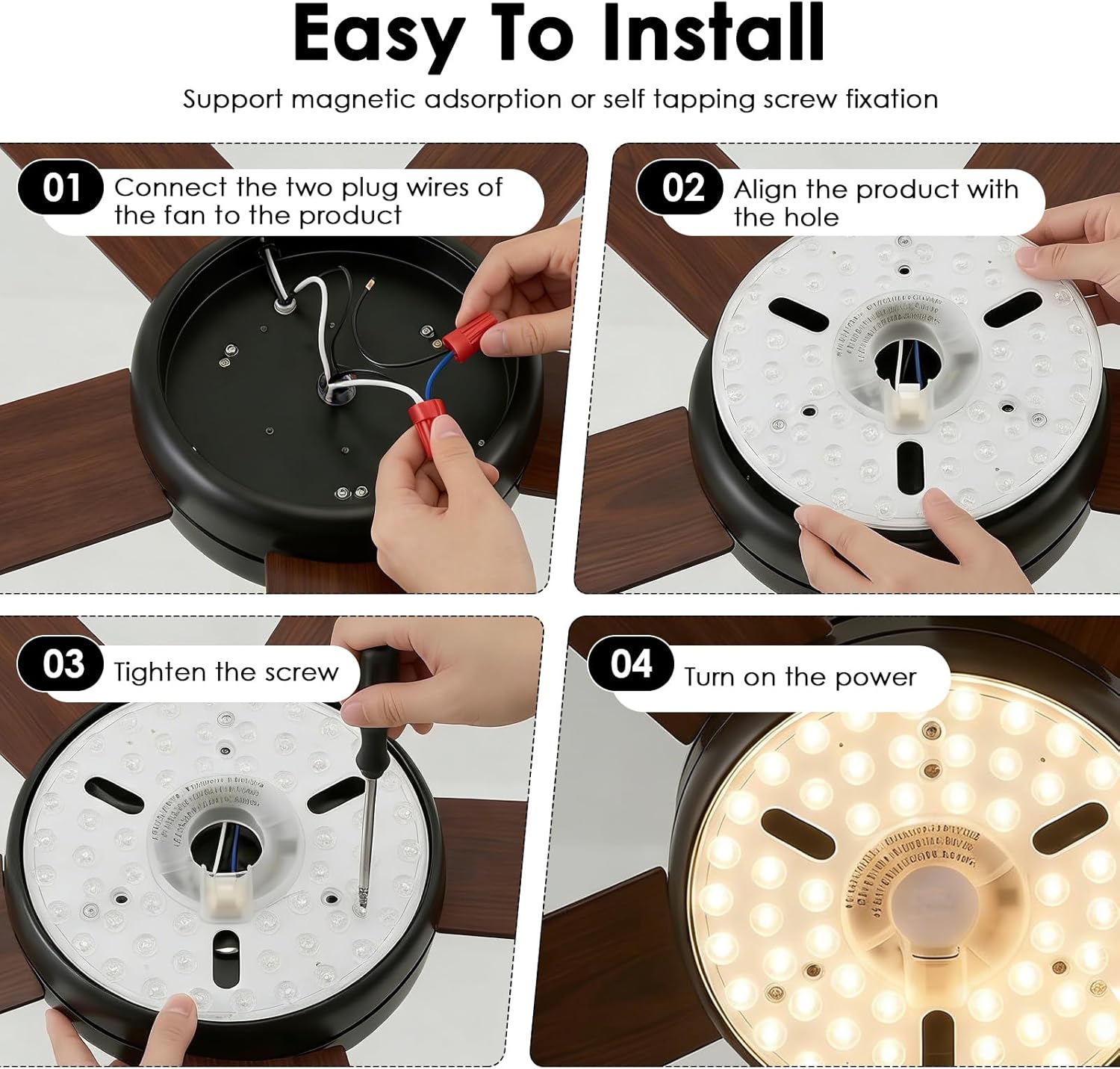 2026 6.3" Ceiling Fan LED Light Replacement Kit, 2200LM, Energy Efficient, 110V 24W 3CCT, Easy Install for Ceiling Fan Light