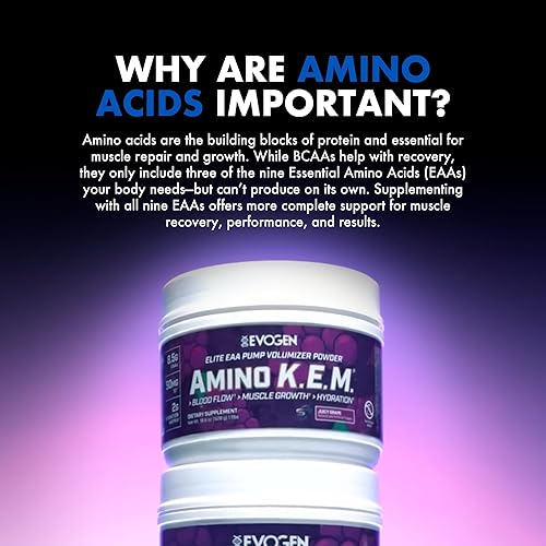 Vista 53 de Evogen Amino K.E.M. - Volumizador de bomba de polvo EAA y BCAA Suplemento de aminoácidos BCAA para flujo sanguíneo, crecimiento muscular e