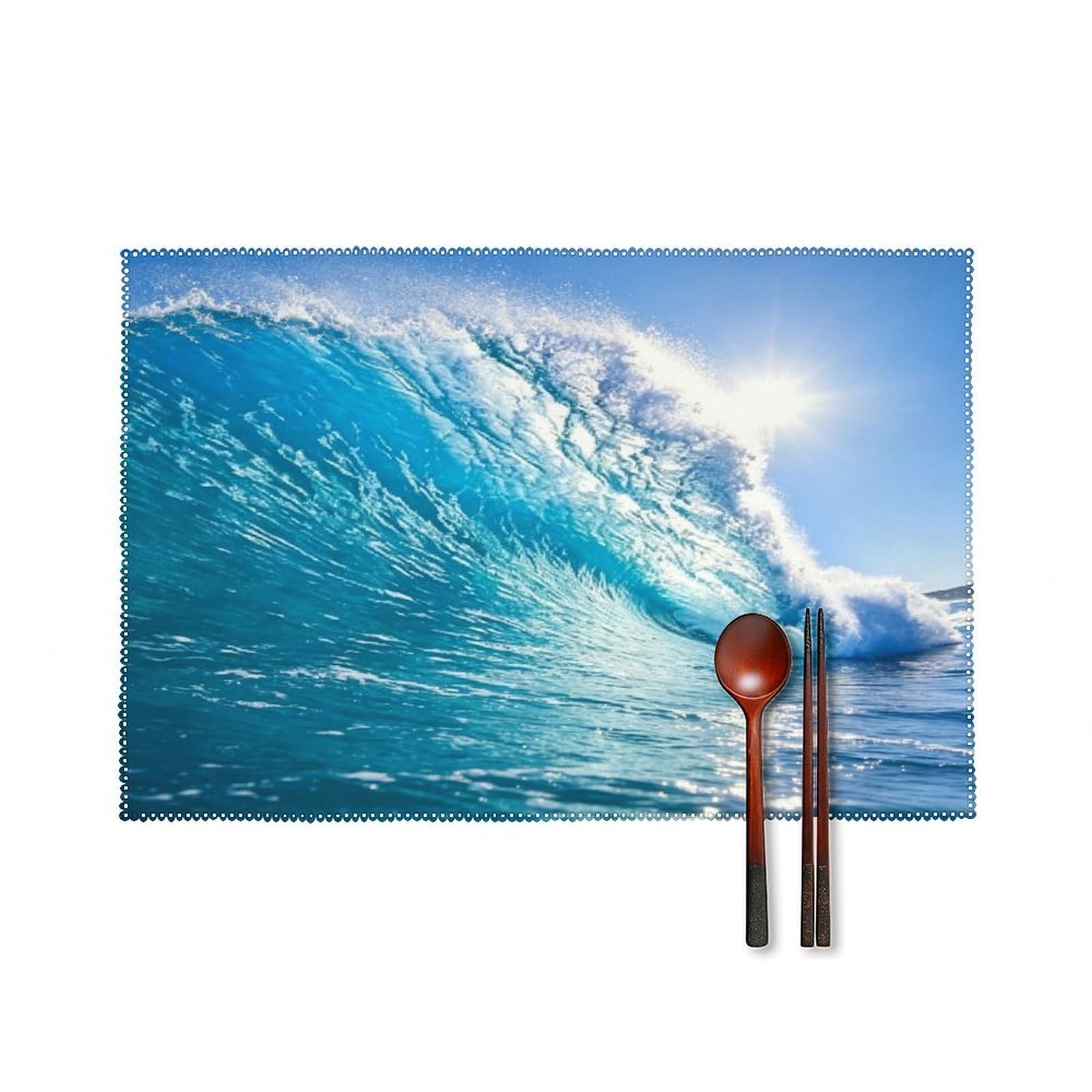 Fekiloot Style Turquoise Sea Wave Placemats Set Of 6,Table Mat
