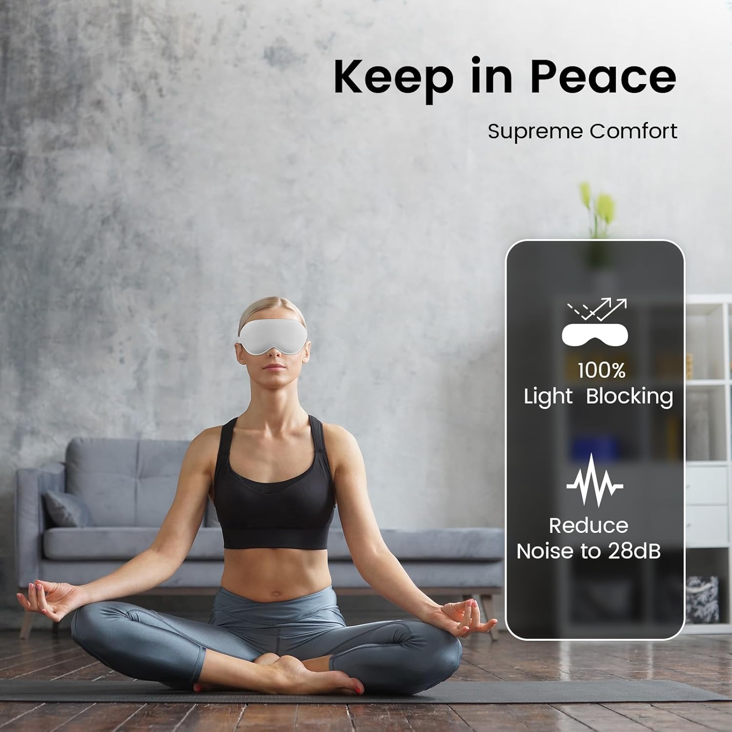 Audree Earplugs- Sleep Mask Set - Noise Cancelling Earplugs and 100% Light Blocking Eye Covers for Sleeping, Travel, Napping, Meditation, Shift Work - Achieve Ultimate Relaxation, White+ Grey