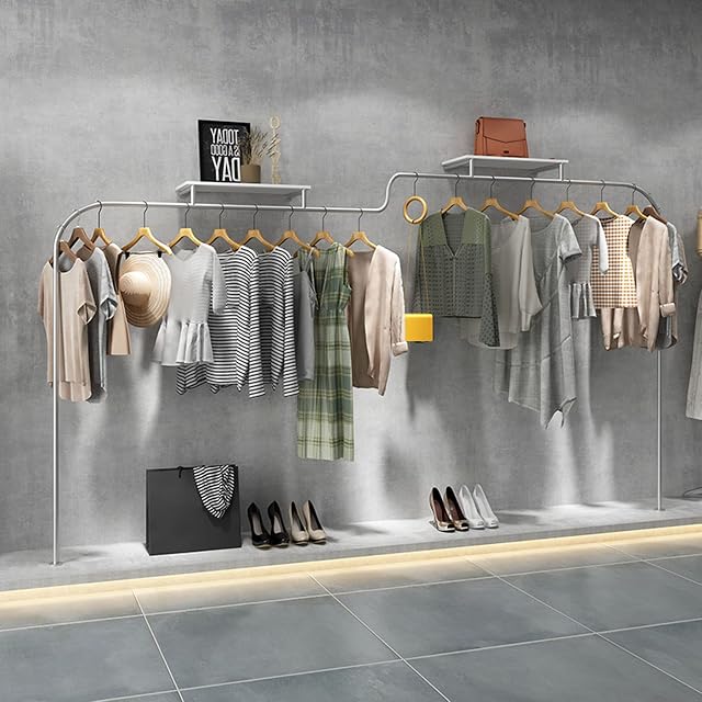 Garment Rail Modern Simple Garment Racks Display Stand Coat Rack Wall Mounted Clothes Hanging Shelves Metal Clothing Towel
