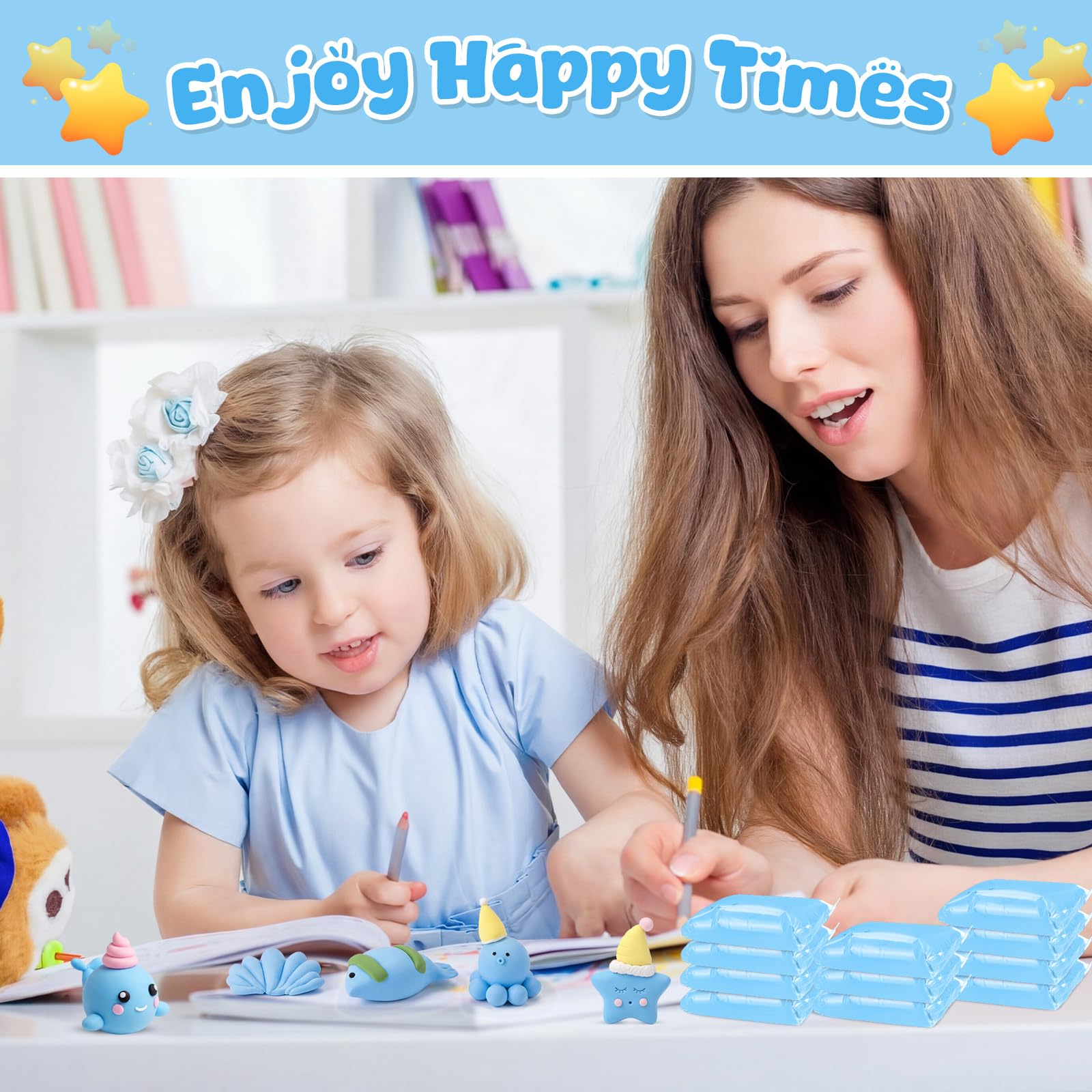 VioraWhite 72 pezzi di argilla da 1,077 g, asciugatura all'aria, ultra leggera, per bambini e adulti, regali fai da te, feste, artigianato e progetti scolastici (celeste)