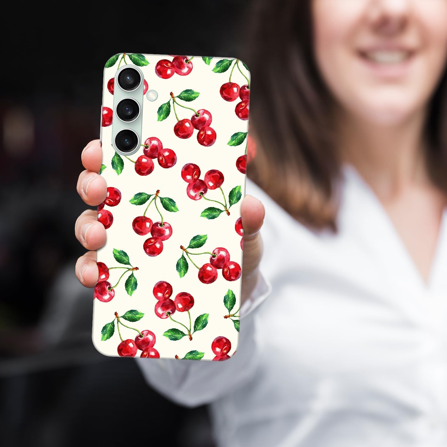 for Samsung Galaxy S23 FE 5G, Samsung S23 FE Case - Cherry Watercolor Pattern Printed Slim & Sleek Cute Plastic Hard Protective Designer Back Phone Case/Cover for Samsung S23 FE - Image 3