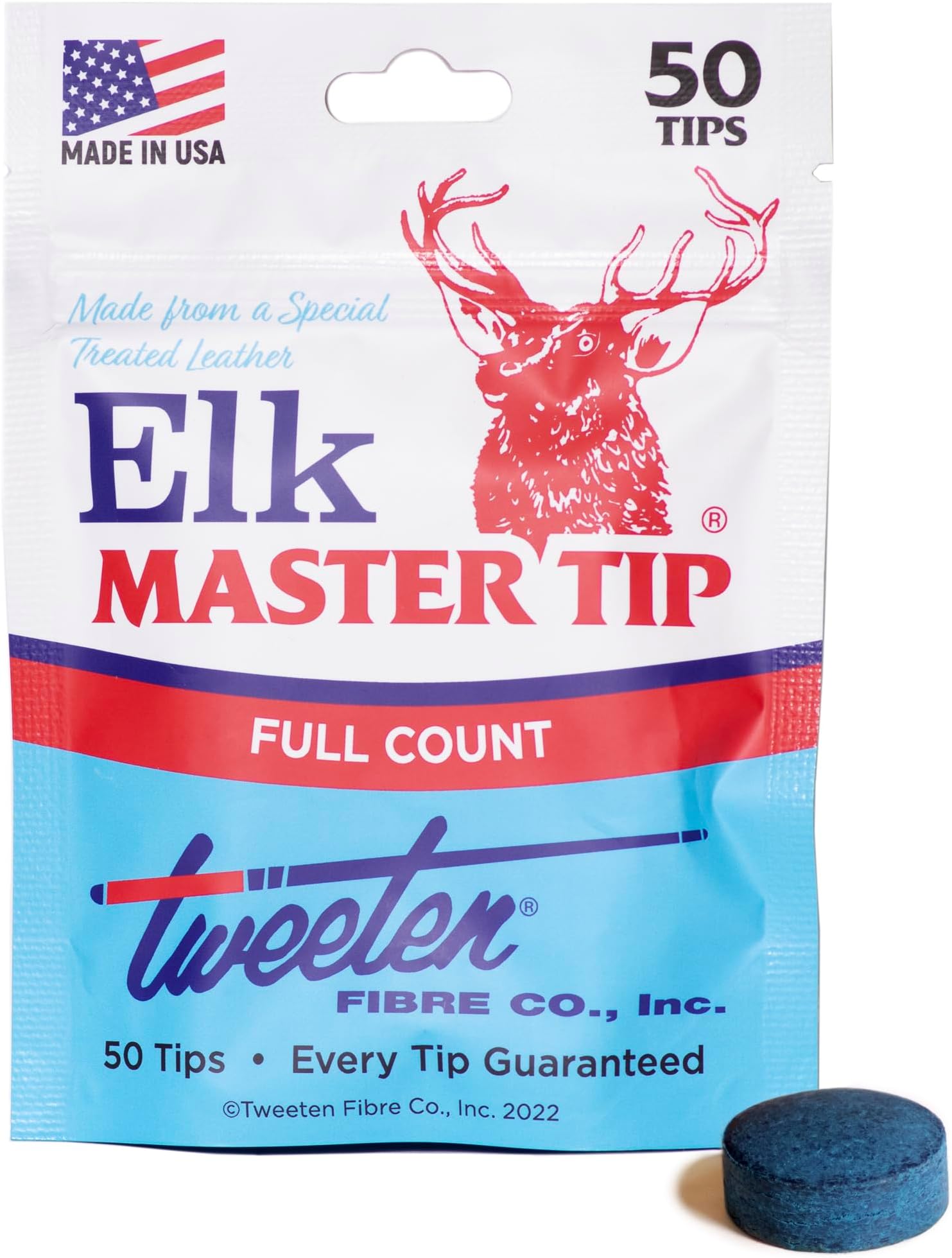 Tweeten Elk Master Billiard Pool Cue Tips - 1 Package - 50 Tips - Choose Your Size