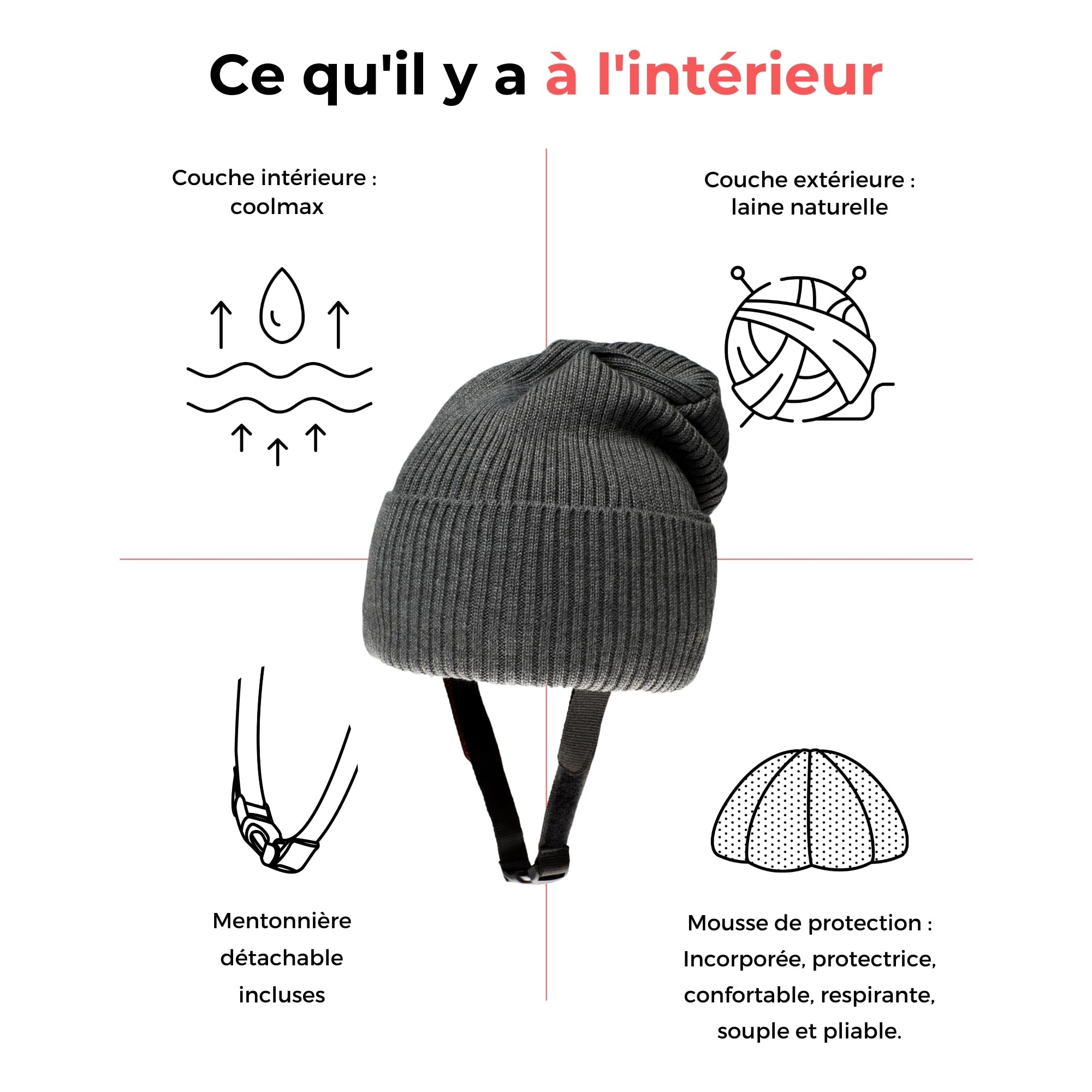Ribcap Lenny szary midi dzieci, miękka ochrona głowy, Ø 50-52 cm