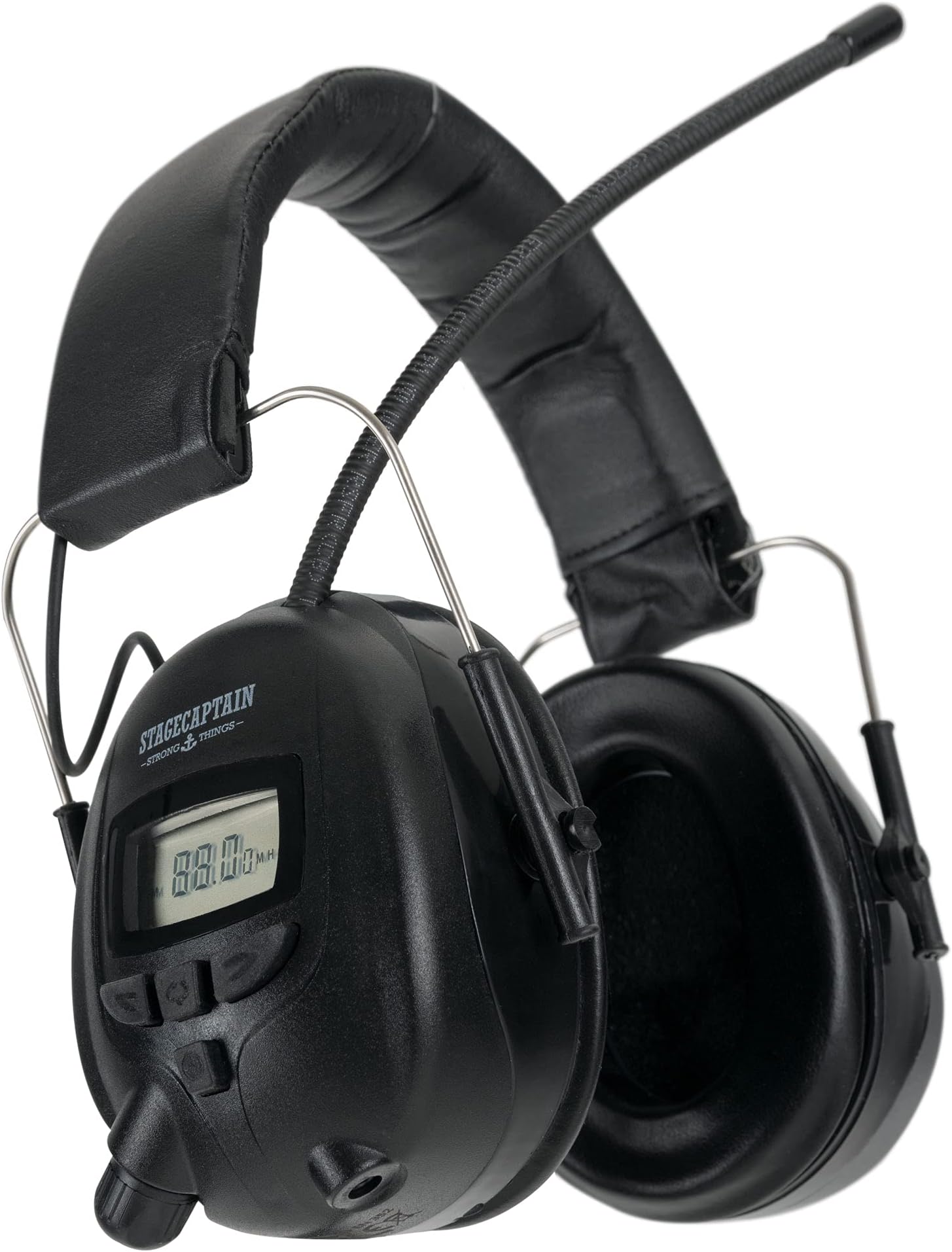 Stagecaptain ContraNoise FM-28 Ear Defenders (Earmuffs Headphones, 28 dB Cushioning, for musicians and workers in noisy environments, perfectly protects against noise, with AM/FM radio) Black