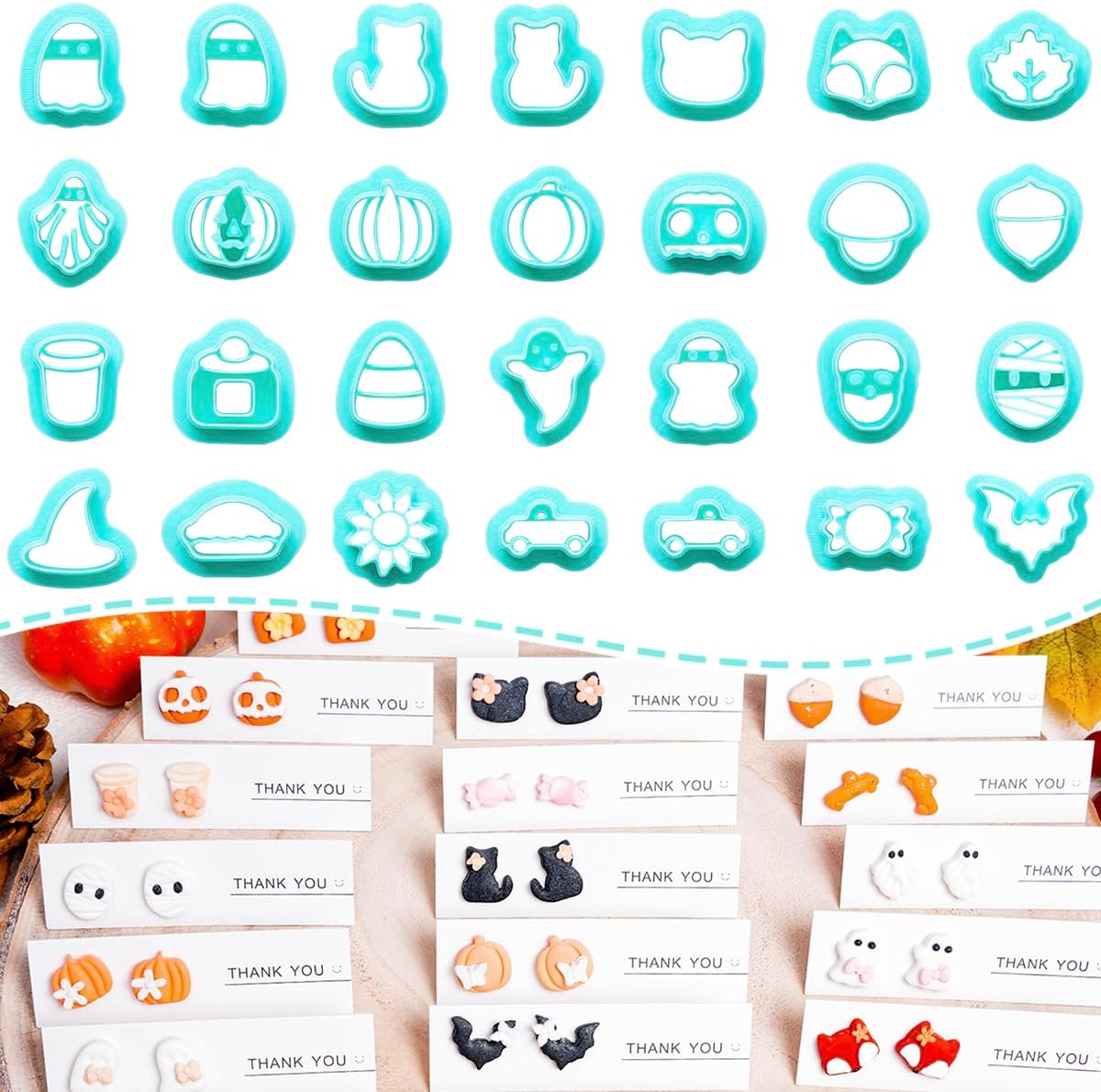 TAINSKY Halloween Polymer Clay Cutters, 28 Shapes Halloween