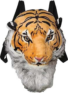 3D Tiger Head Backpack for Adults &amp; Teens – Realistic Animal Plush Bag | Wild Cat Backpack for Travel, School, Cosplay &amp; H...