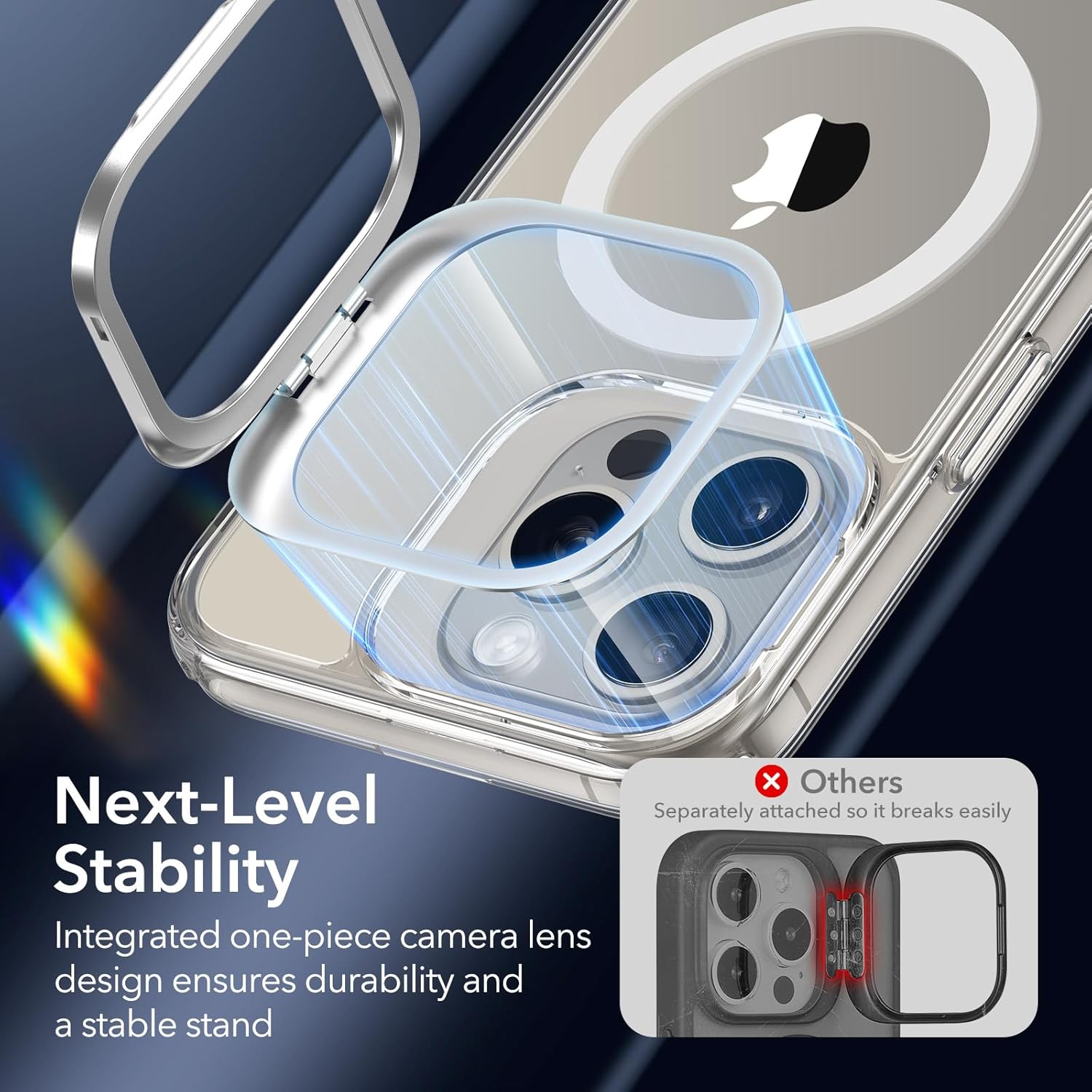 ESR for iPhone 15 Pro Max Case, Compatible with MagSafe, Military-Grade Protective Clear Case for iPhone 15 Pro Max,Built-in Stash Stand Phone Case, Scratch-Resistant Back Cover, Classic Series,Clear - Image 8