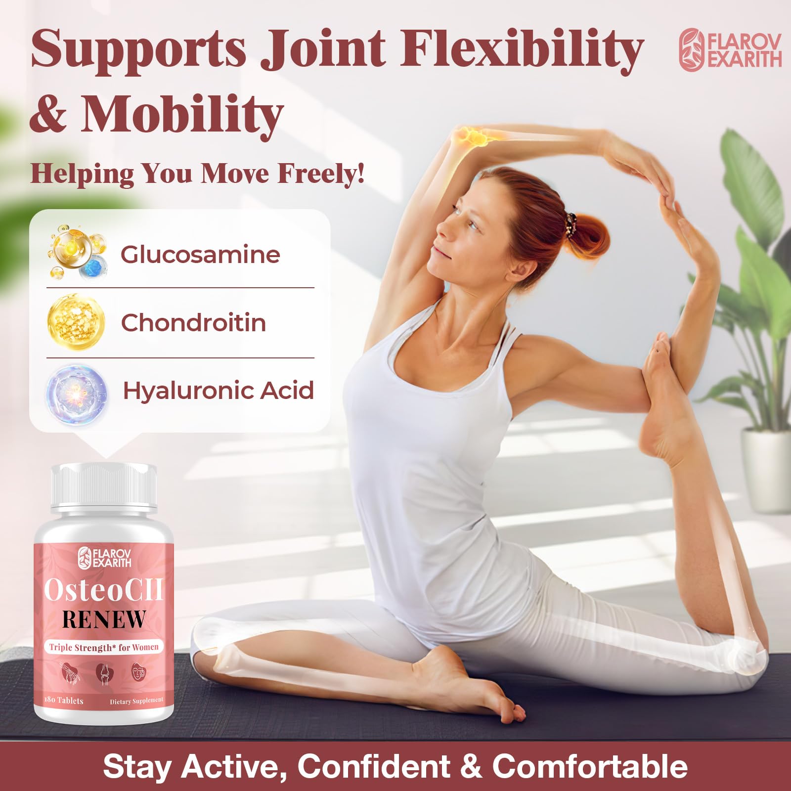 Joint Supplements for Women OsteoCII Renew Triple Strength – Collagen, Glucosamine, Chondroitin, Calcium, MK-7, Vitamin D3, Hyaluronic Acid, 180 Tablets — Amazon image 3