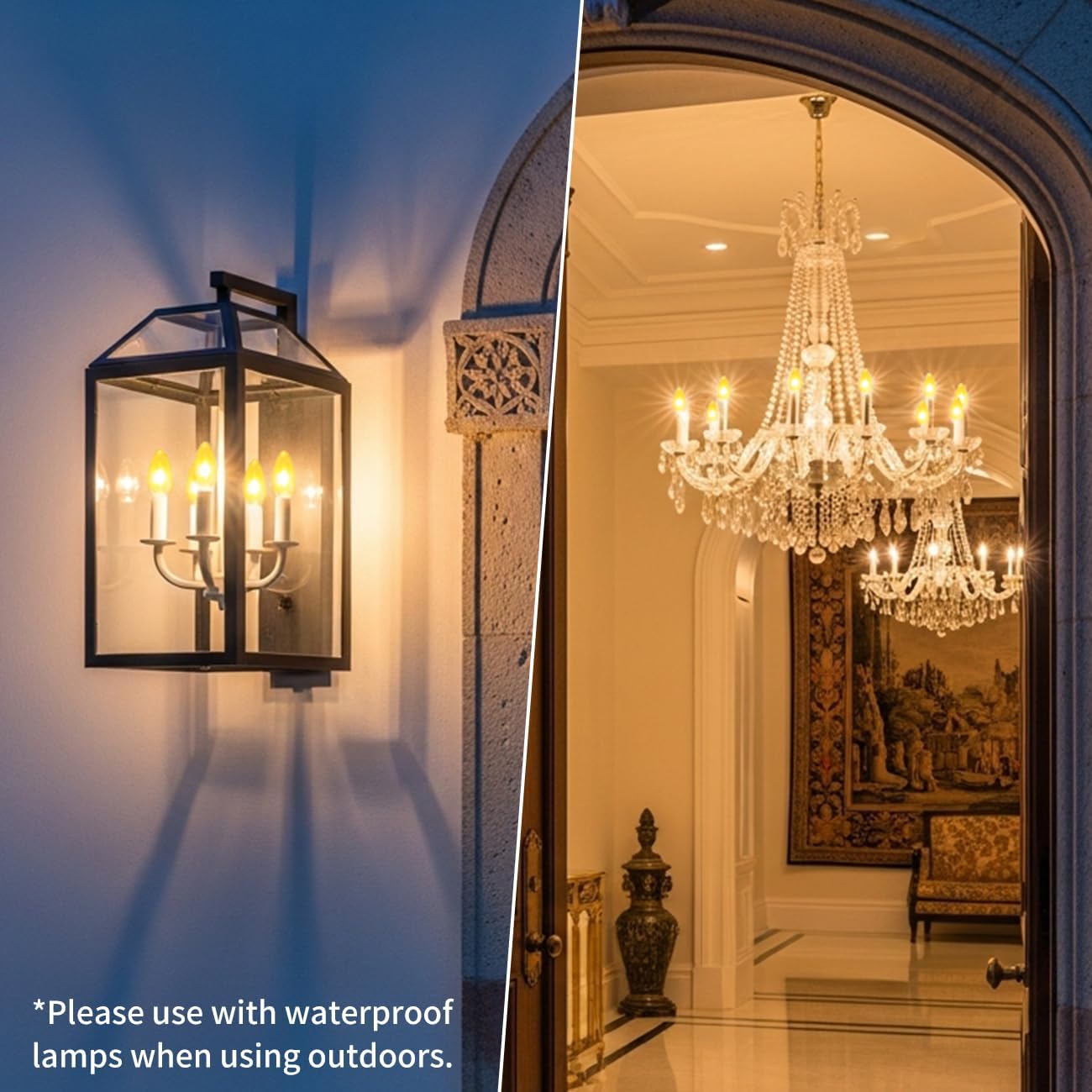 ANWIO Flicker Flame Light Bulbs E12 Base, 1W=3W Non-Dimmable 1800K Warm Orange Glow Clear C35 LED Candle Bulbs, Flame Tip Bulbs for Indoor & Outdoor Use, Chandelier,Home Decor (6 Pack)