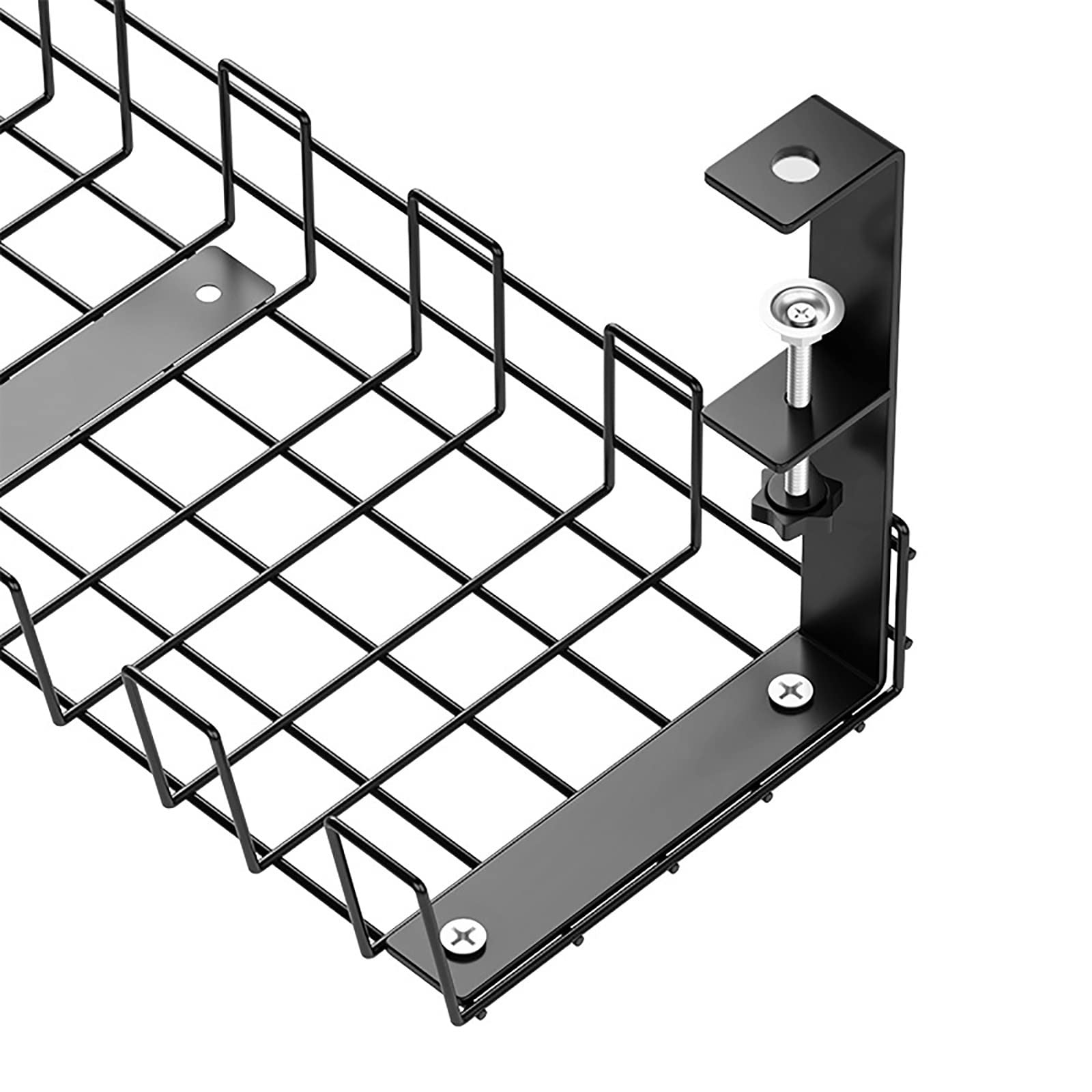 Taca do zarządzania kablami pod biurkiem Organizer na kable Wtyczka druciana pod koszem pod biurkiem Zarządzanie kablami Stojak Przechowywanie pod biurkiem Organizer na kable (kolor: czarny, rozmiar: S)