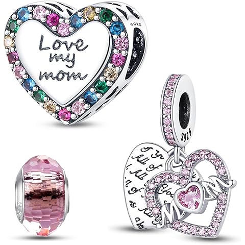 HappyStar 925 Sterling Silver Charms for Bracelets and Necklaces,Combination Dangle Pendants Beads Charms Jewelry Gift for Couples Sisters.(With Spacer Beads)