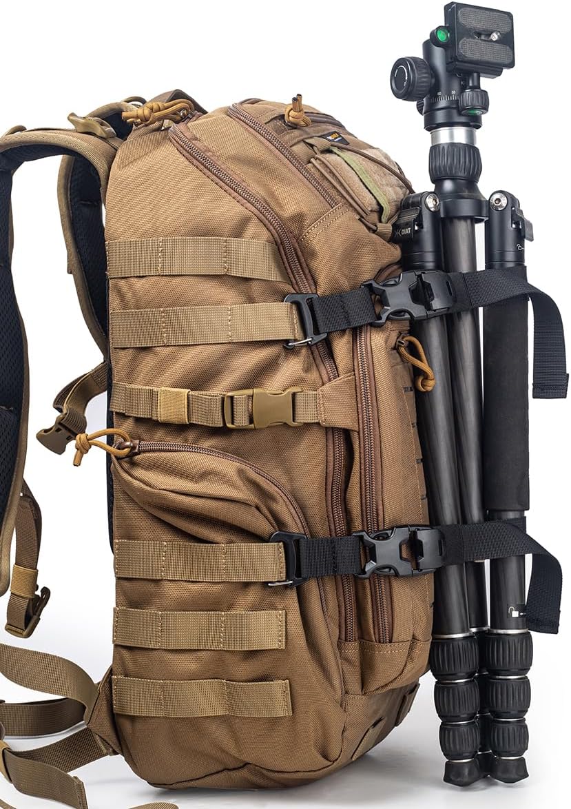MOLLE Tactical Straps for Backpack - Adjustable 7.5-22 inch Compression Tie Down Straps for Gear, Rucksack, Tripod and Sleeping Bag - Heavy Duty 1000D Nylon (Black, 4-Pack)