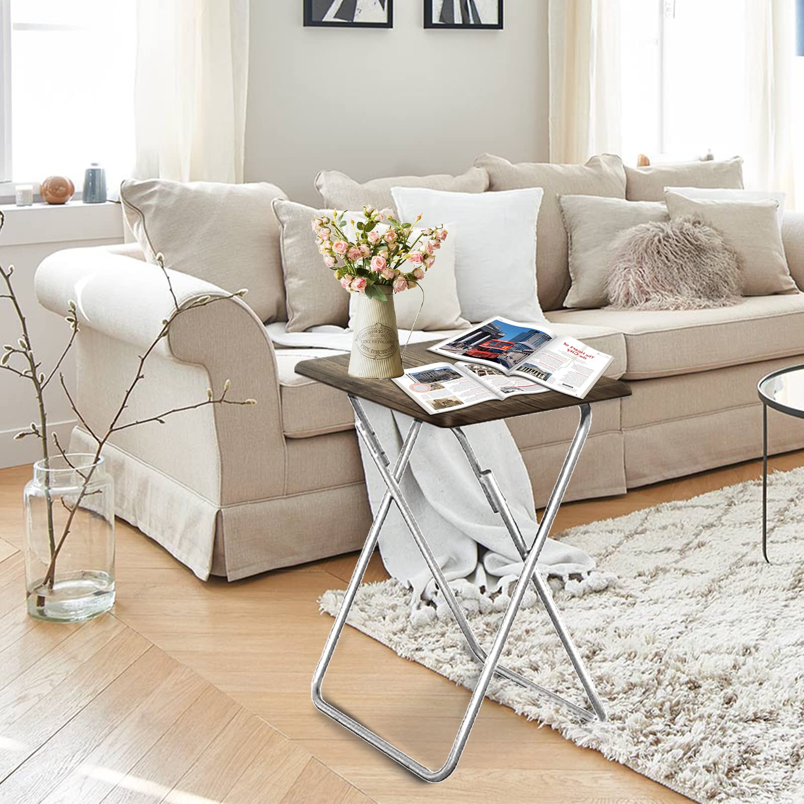 Aazon.co: JOIN IRON Foldable TV Tray,Set Of 2,Portable Wooden Snack