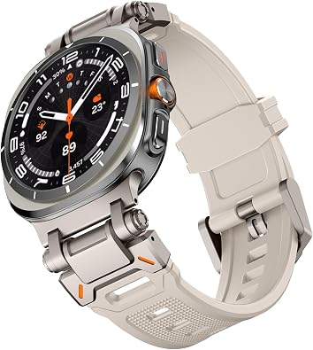 Watch Band Compatible with Samsung Galaxy Watch Ultra Band 47mm, Men Silicone Sport Strap with Metal Connector, Rugged Rubber Wristband for Galaxy Watch 7 Ultra