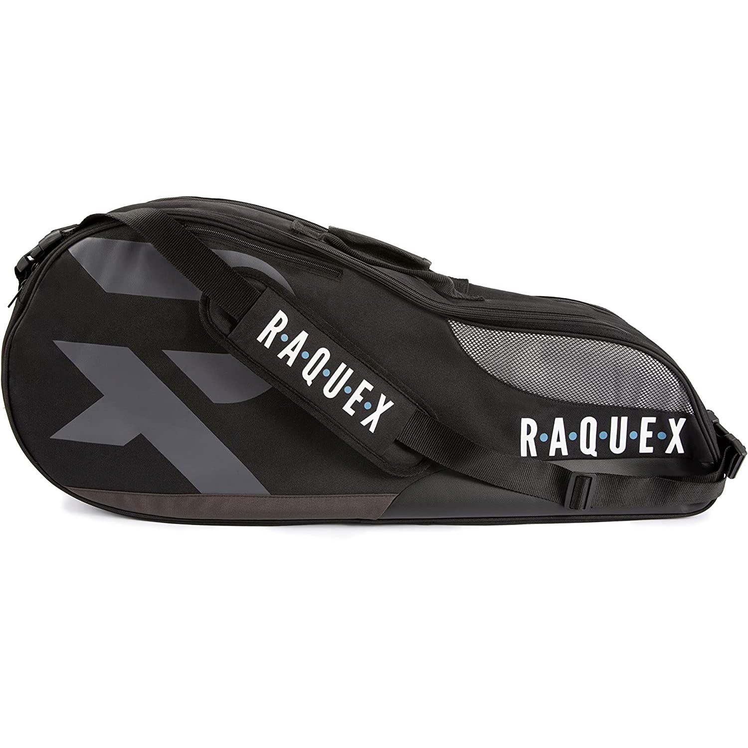 Raquex Bolsa para Raquetas : Tenis, Bádminton y Squash. Azul/Negro/Magenta. con Capacidad para hasta 6 Raquetas, Accesorios y Zapatillas