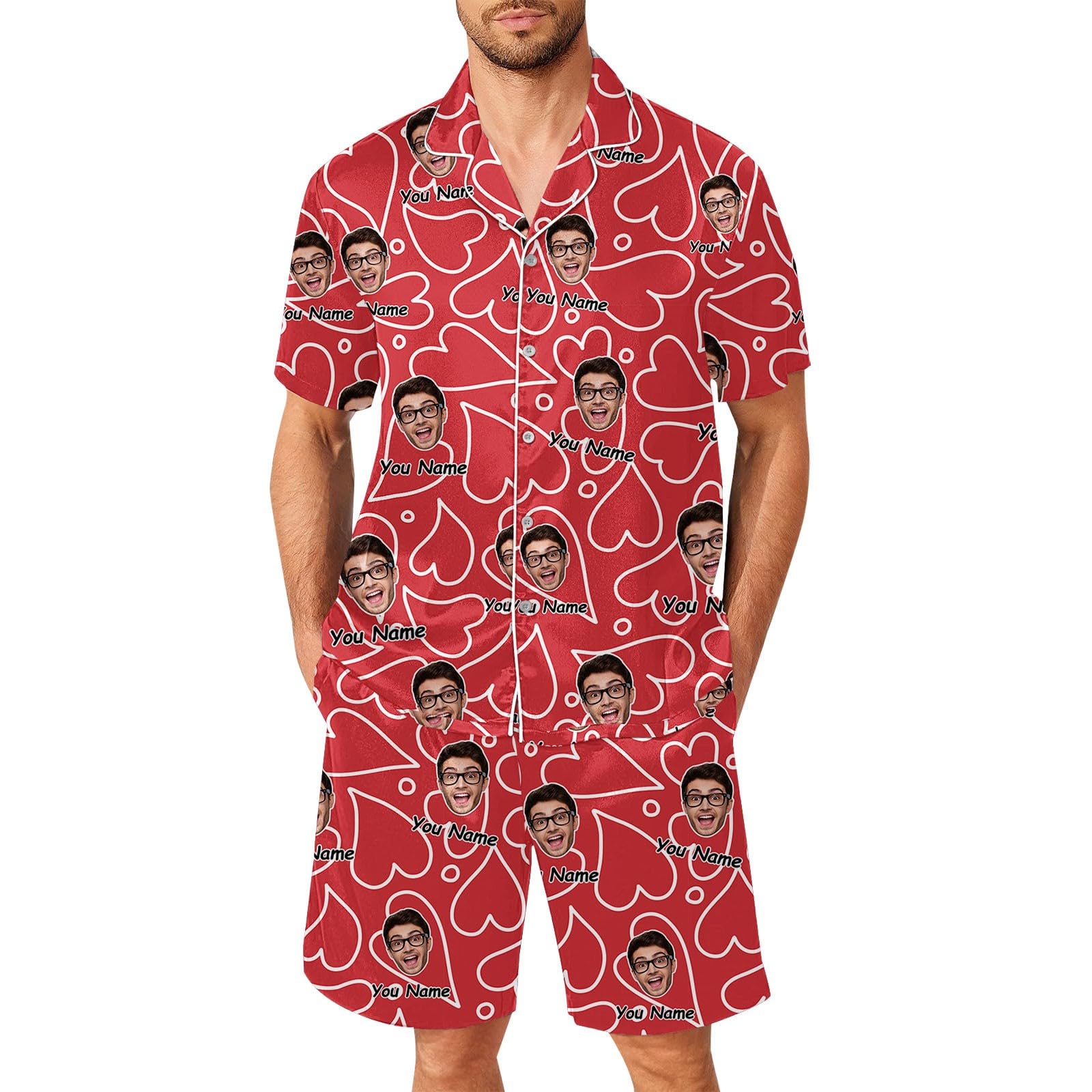 Generisch Conjunto de pijama original para hombre, pantalones divertidos para hombres y mujeres, parejas a juego, unisex, nombres personalizados, suéter para hombre.