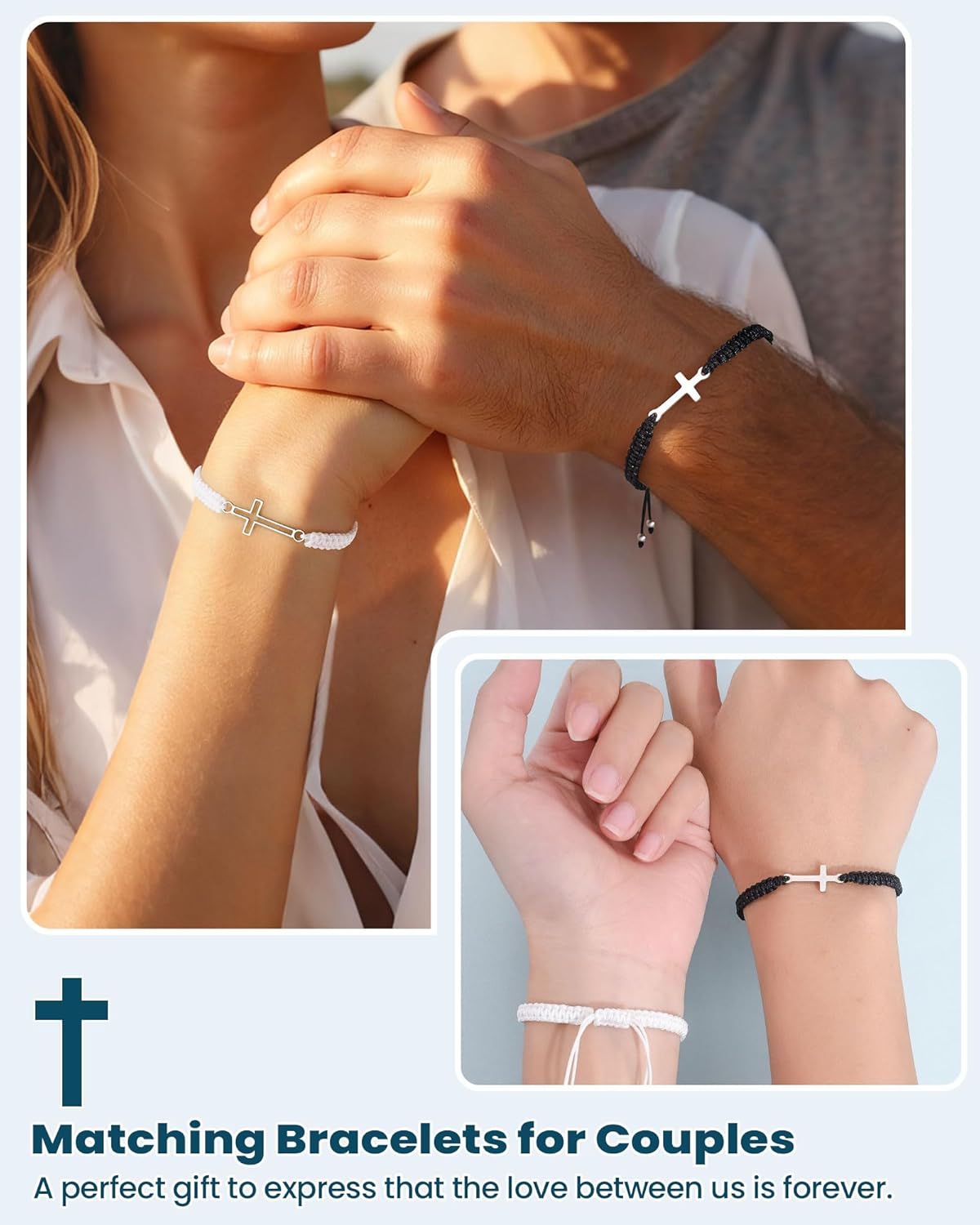 VU100 Matching Bracelets for Couples Bracelets Gifts for Girlfriend Boyfriend Long Distance Relationship Gifts Matching Bracelets Present for Anniversary Birthday Christmas - Image 2