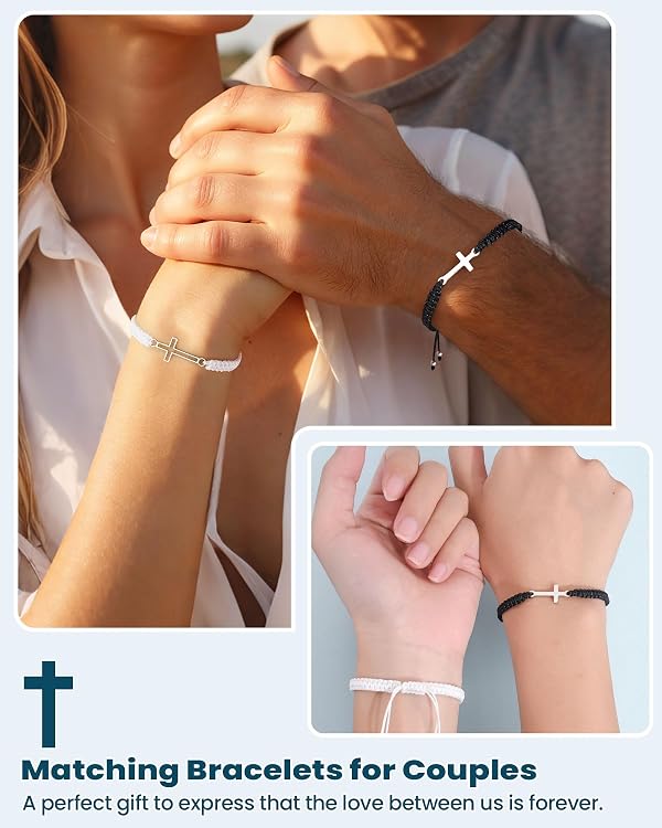 VU100 Matching Bracelets for Couples Cross Bracelets Gifts for Girlfriend by VU100 - Used condition - Image 2