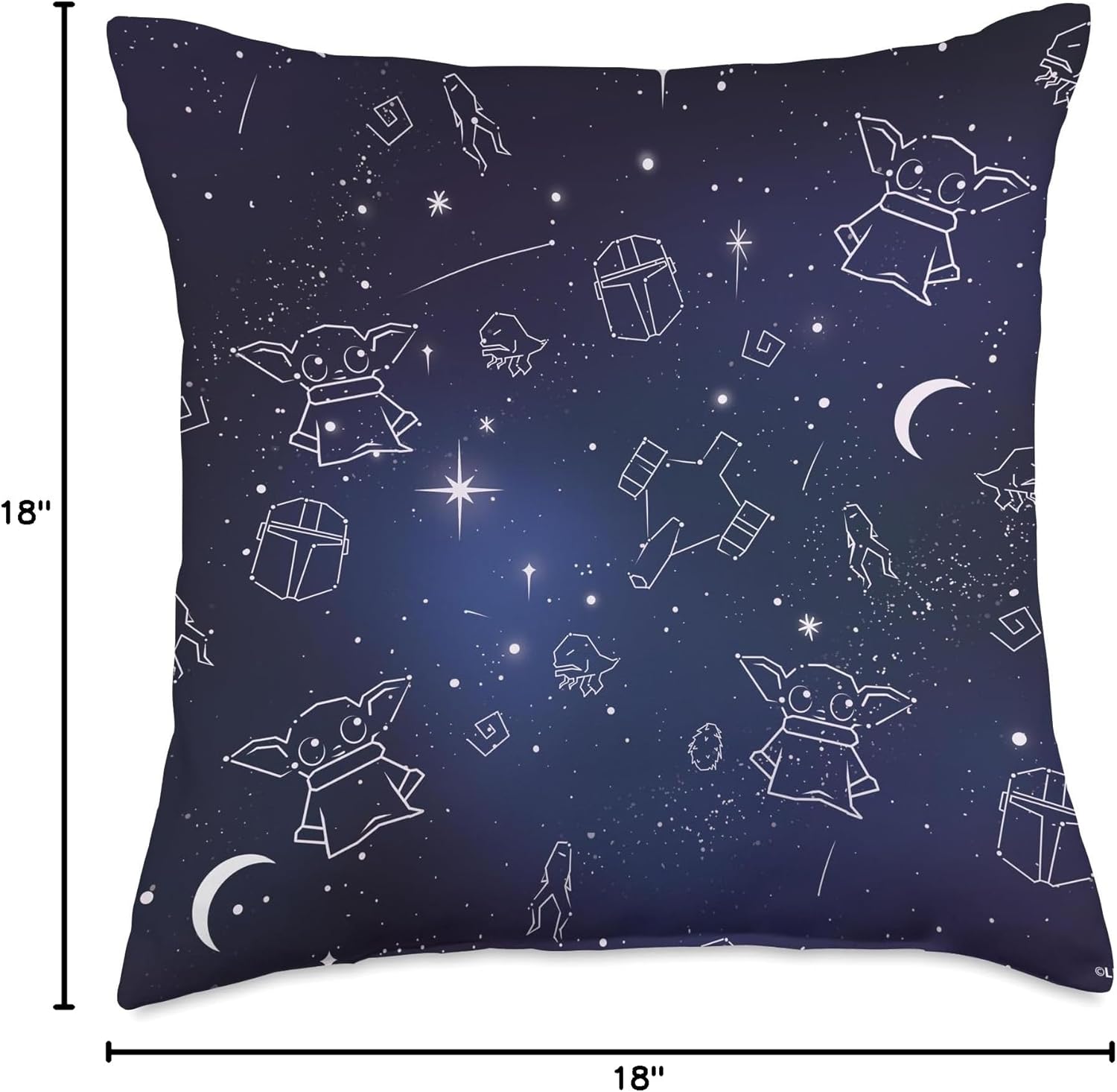 Star Wars The Mandalorian Grogu Galaxy Midnight Blue Throw Pillow