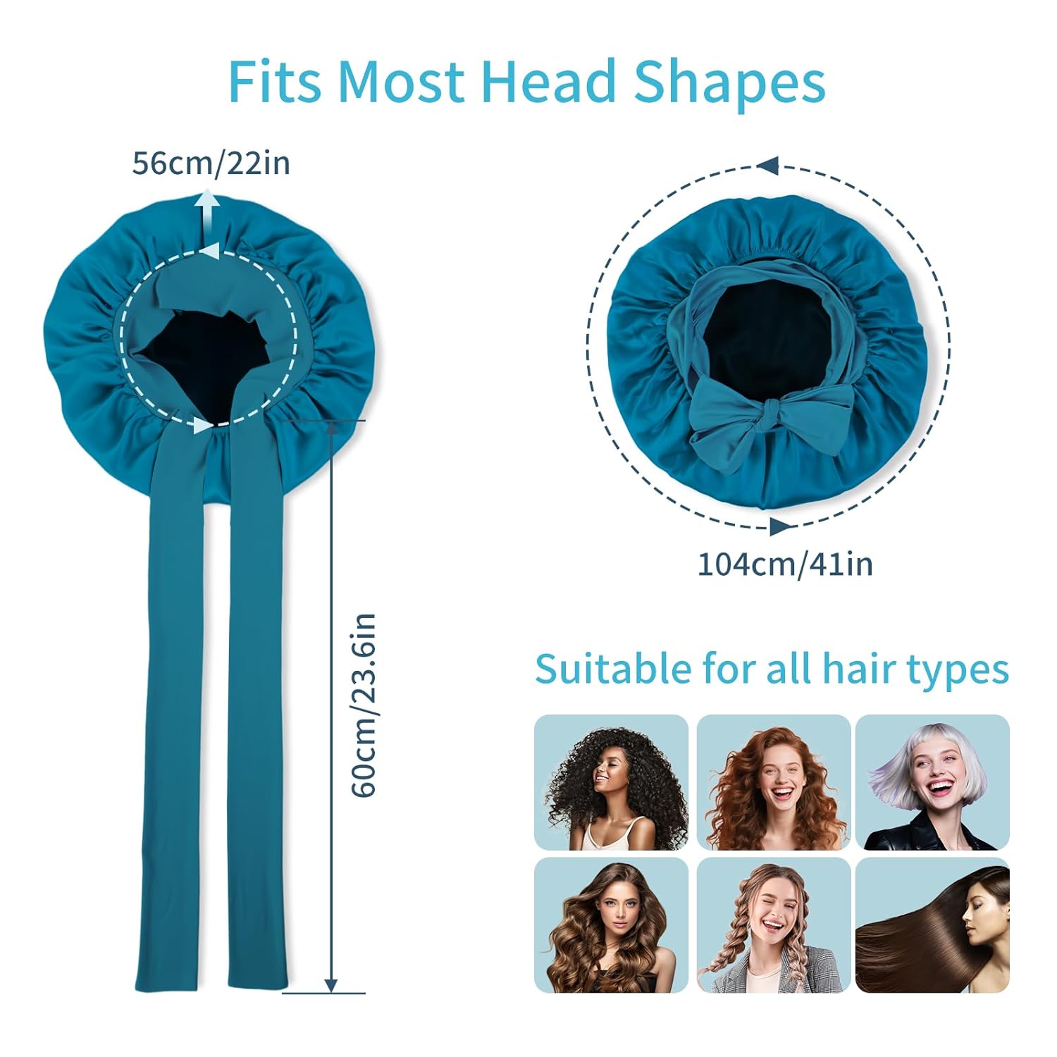 Silk Bonnet for Sleeping Women, 22 Momme 100% Mulberry Silk Sleep Cap, Double-Layer Reversible Silk Hair Wrap for Women & Night Hair Care, Fits All Hair Types – Peacock Blue