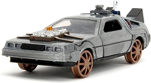 Delorean DMC (Time Machine) - Rueda de tren de metal cepillado Versión Back to the Future Part III (1990) Película Hollywood Rides Series 132 Modelo