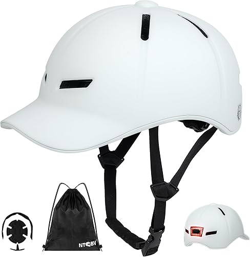 Miniatura 8 de Casco de bicicleta para adultos hombres/mujeres - Luz trasera recargable USB, certificado CPSC/ASTM, 2 forros extraíbles, ajustable, ligero, estilo
