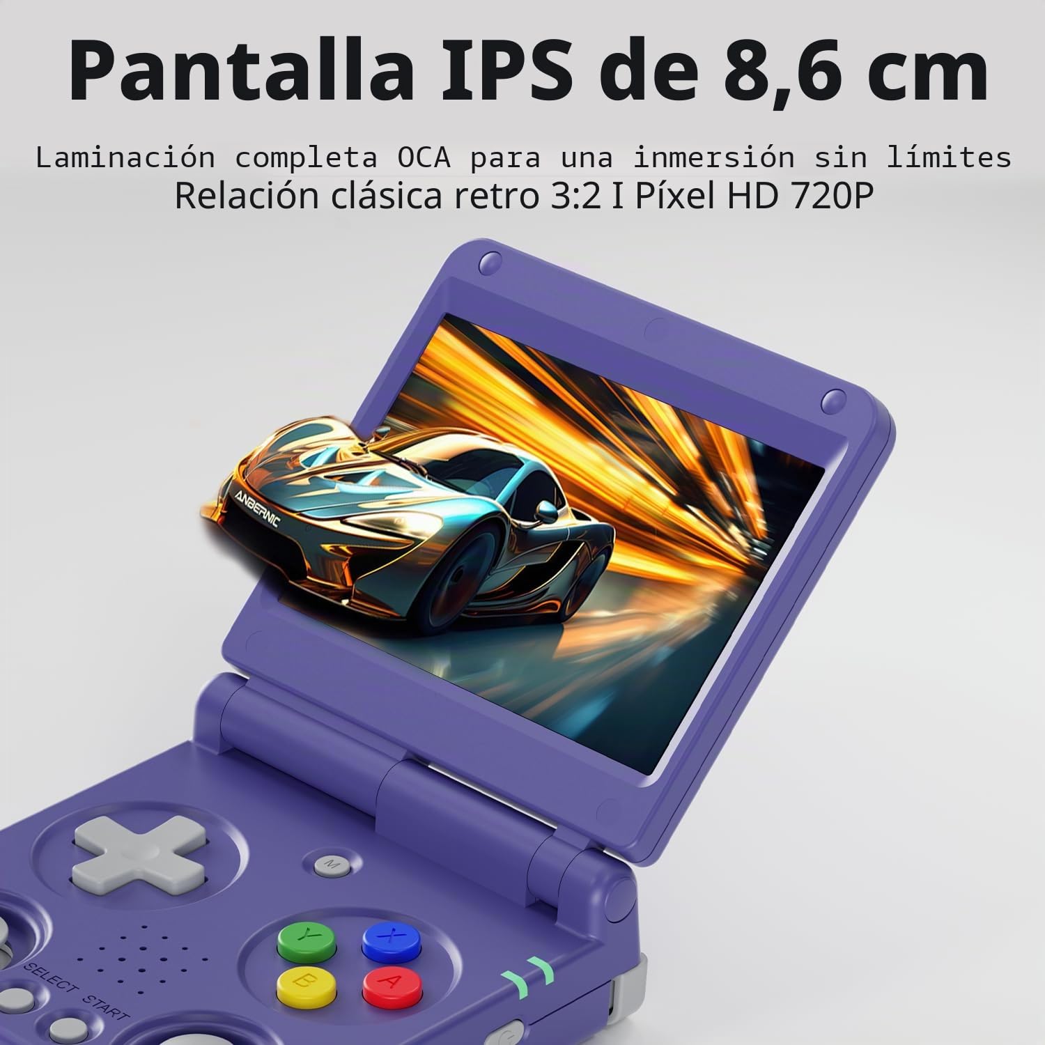 RG34XXSP - Consola de juegos plegable retro de mano, pantalla IPS de 3.4 pulgadas, sistema Linux hundido, doble joystick integrado, tarjeta TF de 64 G, emulador de mano, compatible con salida de TV