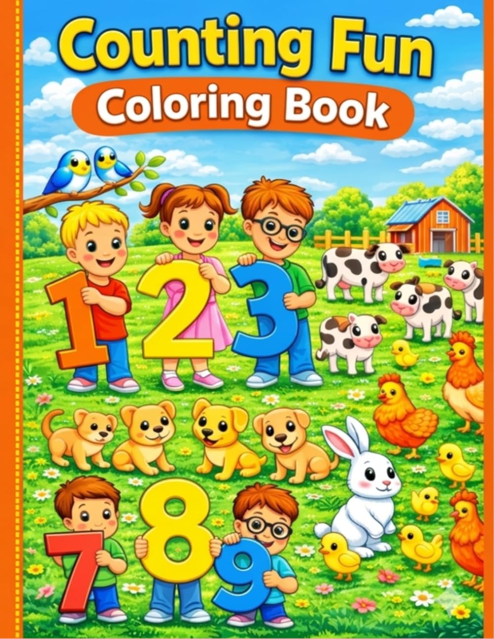 My First Numbers Coloring Book for Kids Ages 3-6 Counting 1-9 with Cute Animals: Learn to Count 1-9 with Cute Animals and Fun Farm Scenes