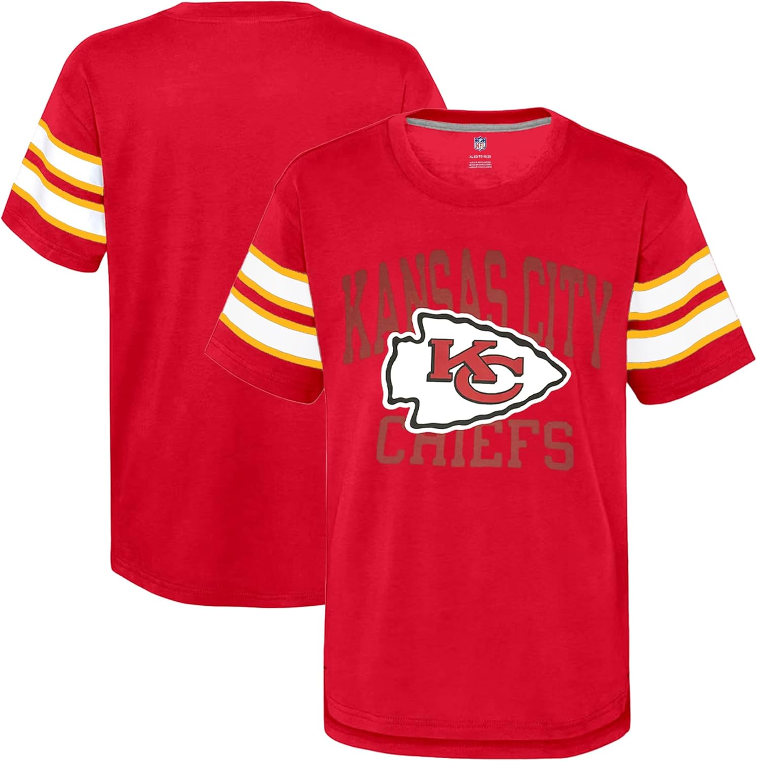 NFL Kids Youth 8-20 Team Official Stripe Wordmark Primary Logo Cotton Short Sleeve Fashion Football T-Shirt - Image 3