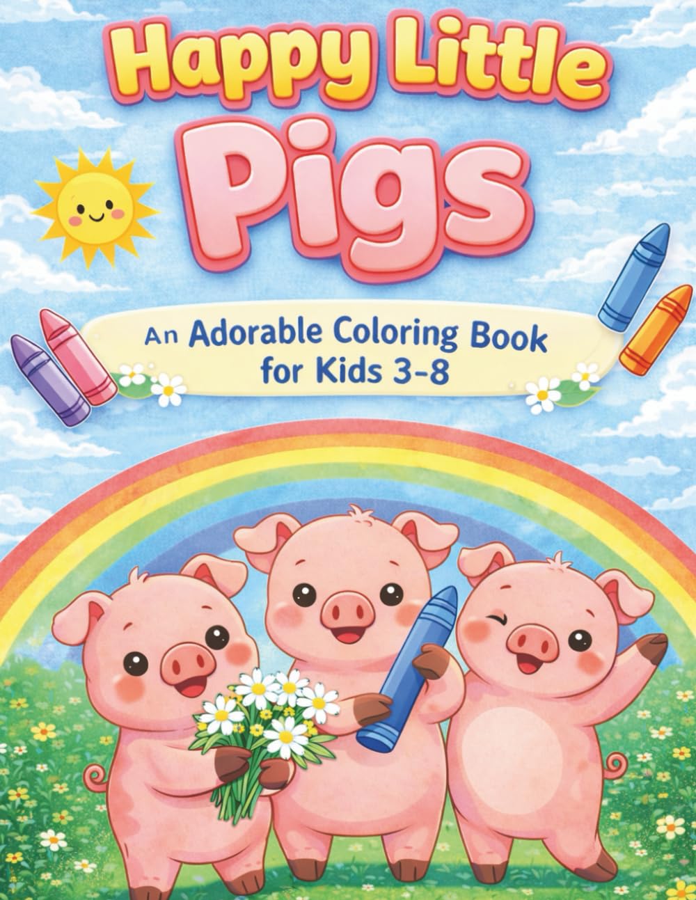 Happy Little Pigs: An Adorable Coloring Book for Kids Ages 3-8 (Happy Little Coloring Book Series)
