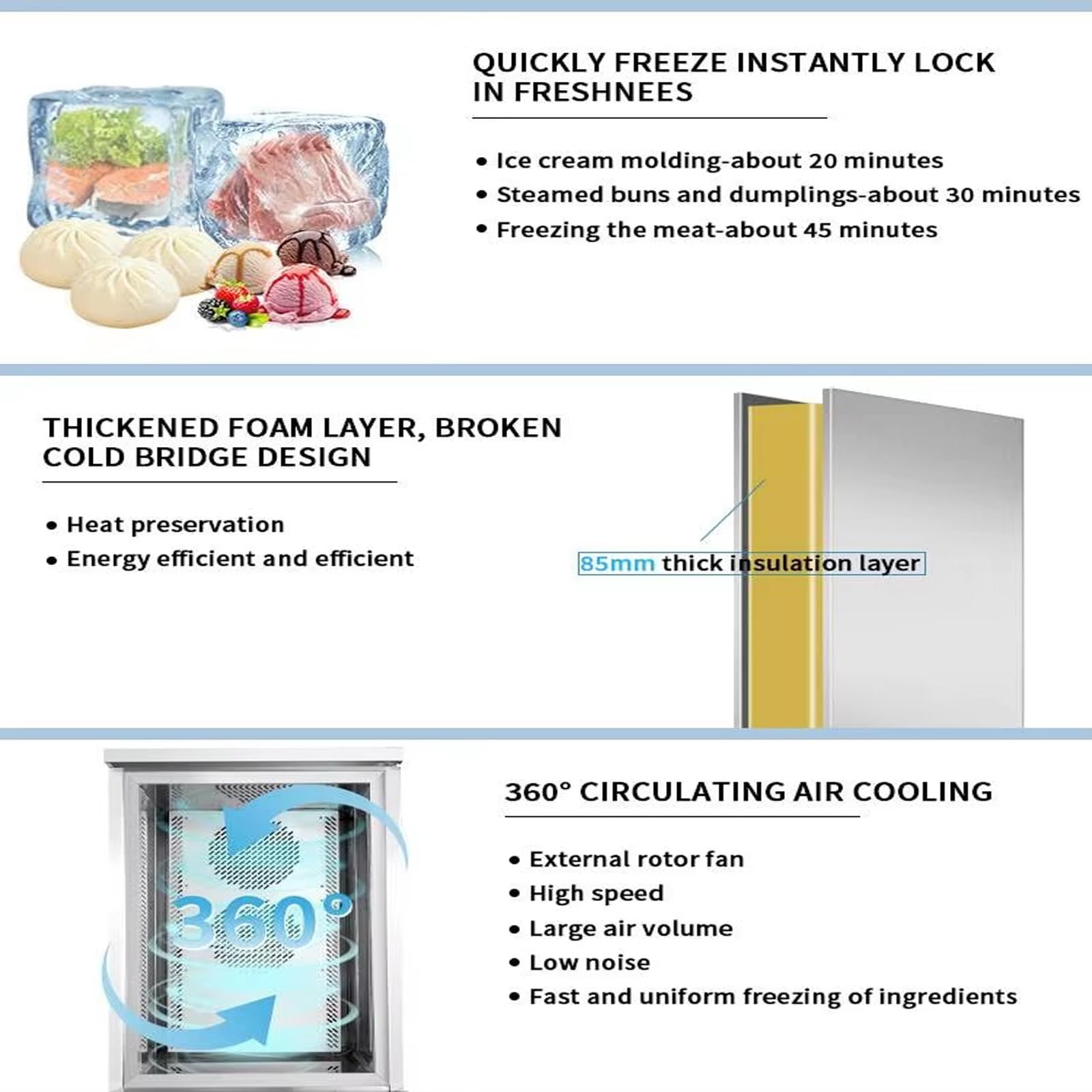 Kolice Commercial Heavy Duty 15 Trays Blast Chille,Chest Freezer,Shock Freezer- Food Probe,-40°F To +37.4°F For Preserving Hard Ice Cream, Dough,Sea Food,Chicken,Dumpling,Beef,Dessert,Etc on Fridge.com - View 5