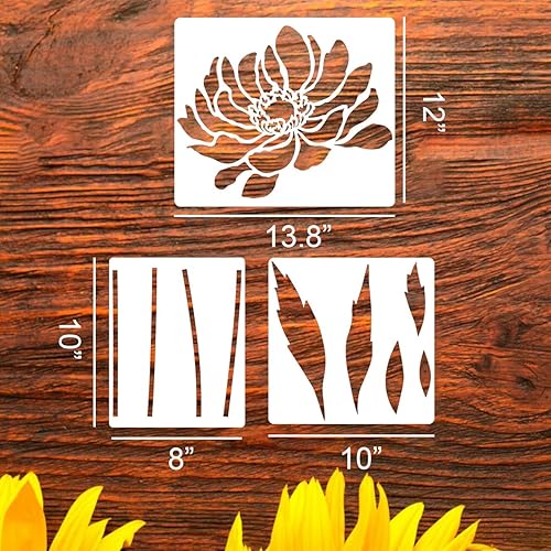 Miniatura 2 de Plantilla de flores para valla de jardín, plantillas de flores grandes para pared, plantillas de flores de 14 pulgadas para pintar en muebles de