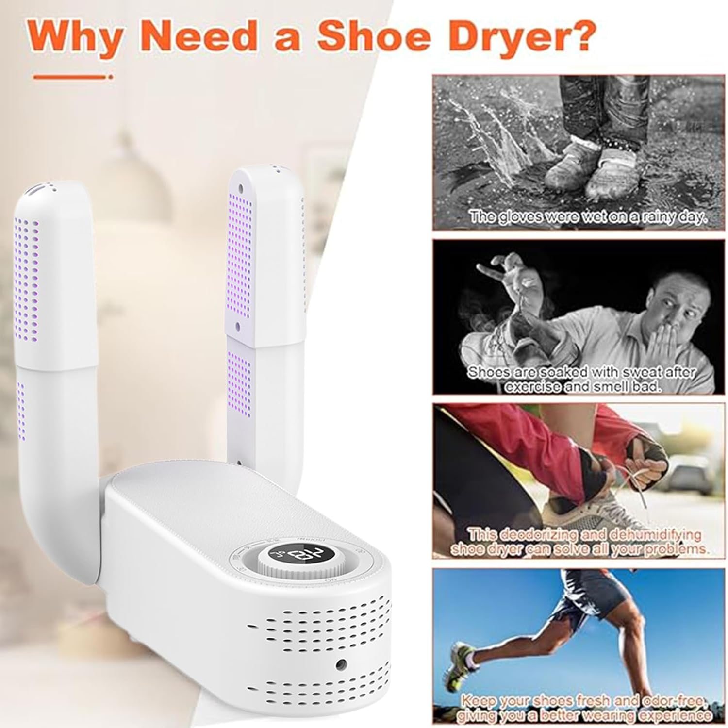 Boot Dryer – Foldable Sneaker Dryer with Smart Timer | Household Quick-Drying Footwear Warmer, Shoe Sneakers Drying Solution, Eliminates Odors, Keeps Boots Fresh, Efficient Home Shoe Care Gadget