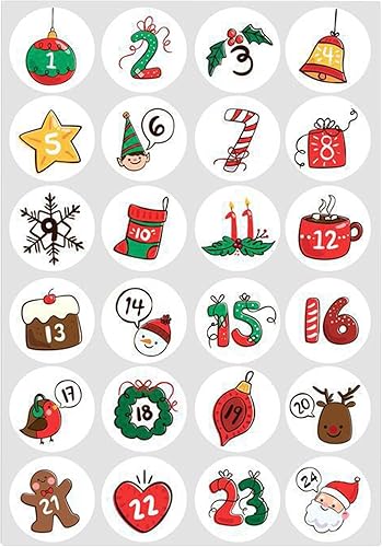 Calcomanías de números de calendario de Adviento de Navidad, decoraciones navideñas para manualidades, mejora y simplifica tu agenda, diario, disponible en Yaxa Colombia