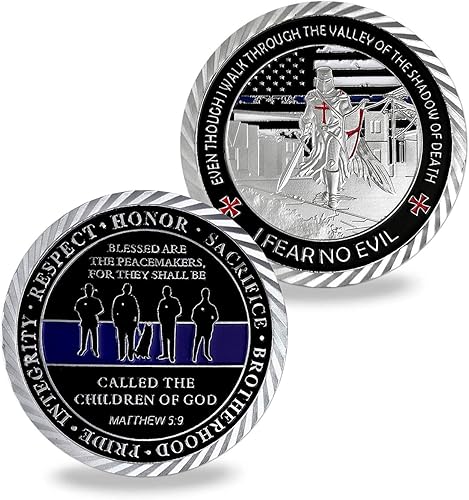 Thin Blue Line Lives Matter Oficial de policía Aplicación de la ley Moneda de desafío 3D