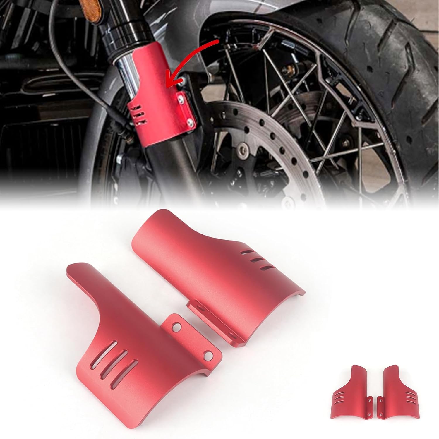 Motorcycle Front Fork Guards for Touring CVO Road Glide FLTRXSE ST FLTRXSTSE CVO Road Glide Upgrade 2024 Dust Protection Lower Fork Leg Deflector Shield (Black)