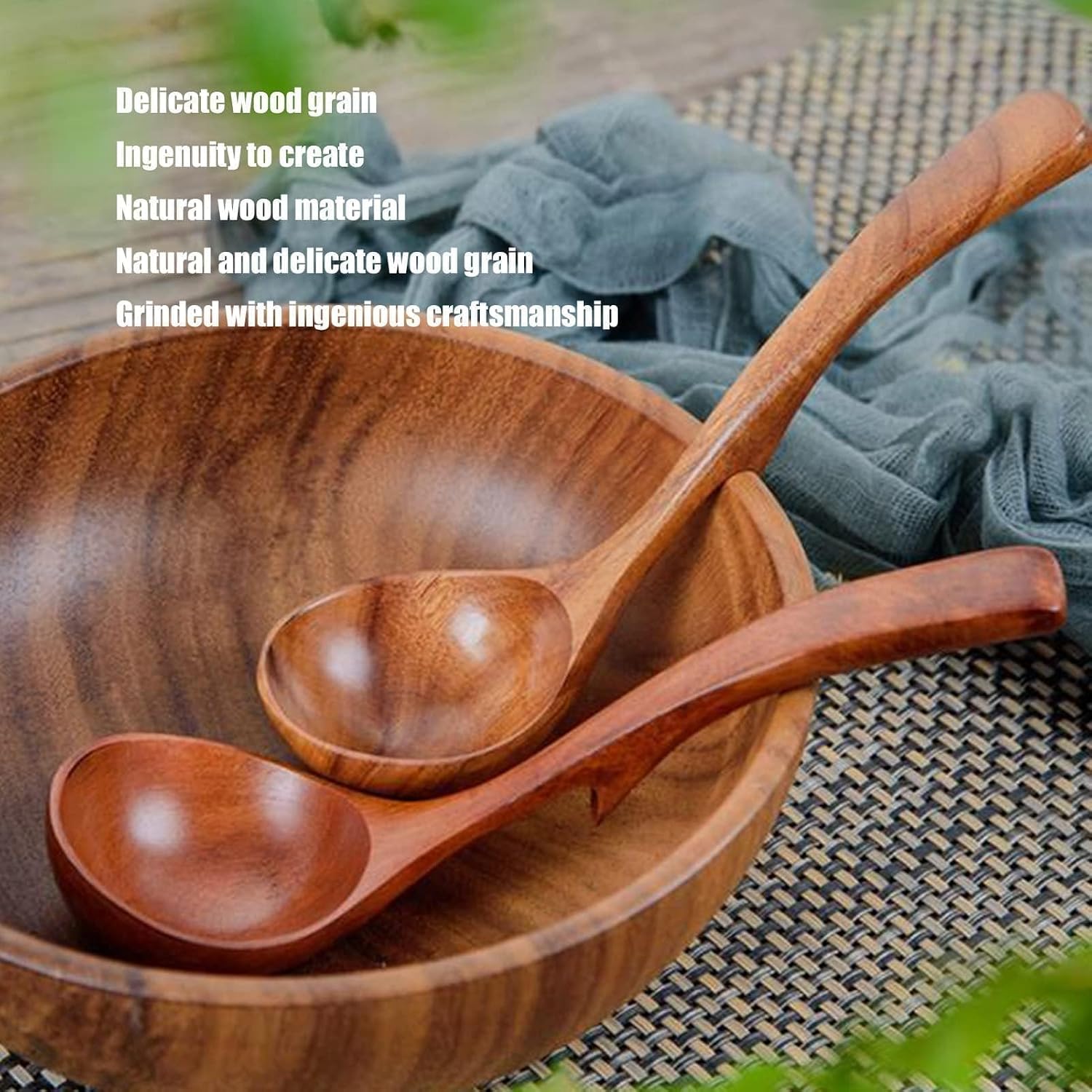 Wooden Ladle, 7.87inch Soup Ladle Wooden Serving Spoon Soup Spoon Ladle for Cooking, Serving and Stirring Kitchen Ladles for Stew Sauces (S)