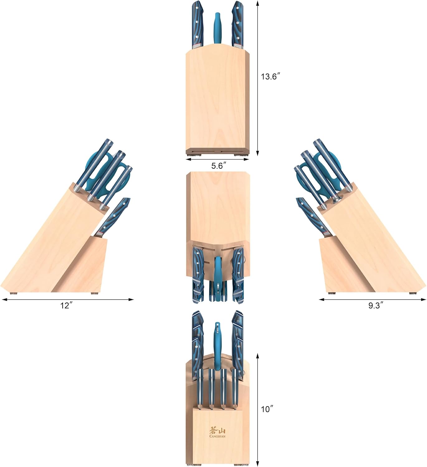 Cangshan Seagull Series 12-Piece Knife Block Set, X-7 Steel, Maple, 503916