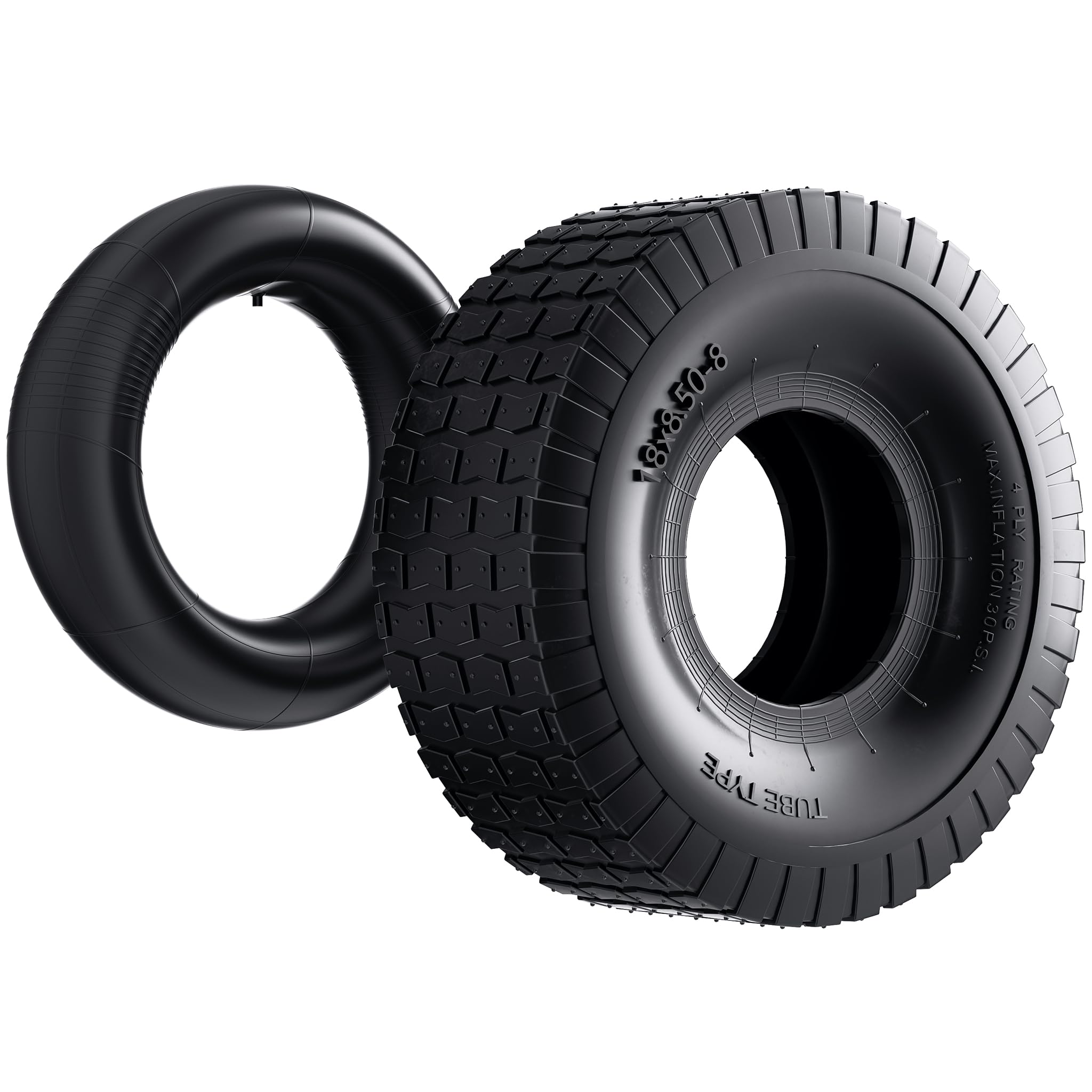 Wiltec Opona z dętką 18x8.50-8 4 PR do wielu kosiarek traktorków, z zaworem kątowym TR87 i bieżnikowaną powierzchnią, koło pneumatyczne