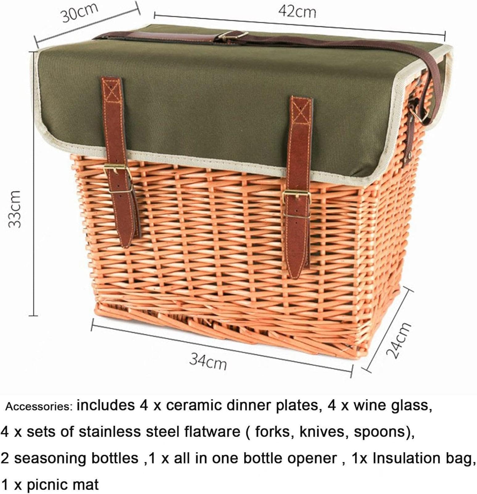 Picknickkorb-Set aus Weidengeflecht für 2 Personen mit Picknickdecke, Tragbarer Klappbarer Weintisch, Große Isolierte Kühltasche und Besteckservice-Sets für 2 Personen, Camping, Hochzeit