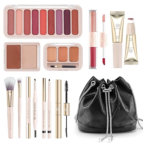 Color Nymph Set de maquillaje para niñas con bolsa de maquillaje para viajes, incluye paleta de sombra de ojos de 9 colores, corrector líquido