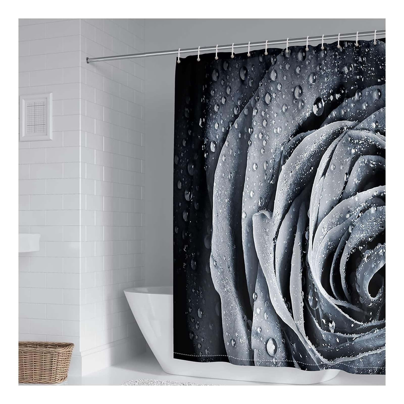 Rideau de douche anti-moisissure et étanche gris 120 x 180 cm lavable en machine
