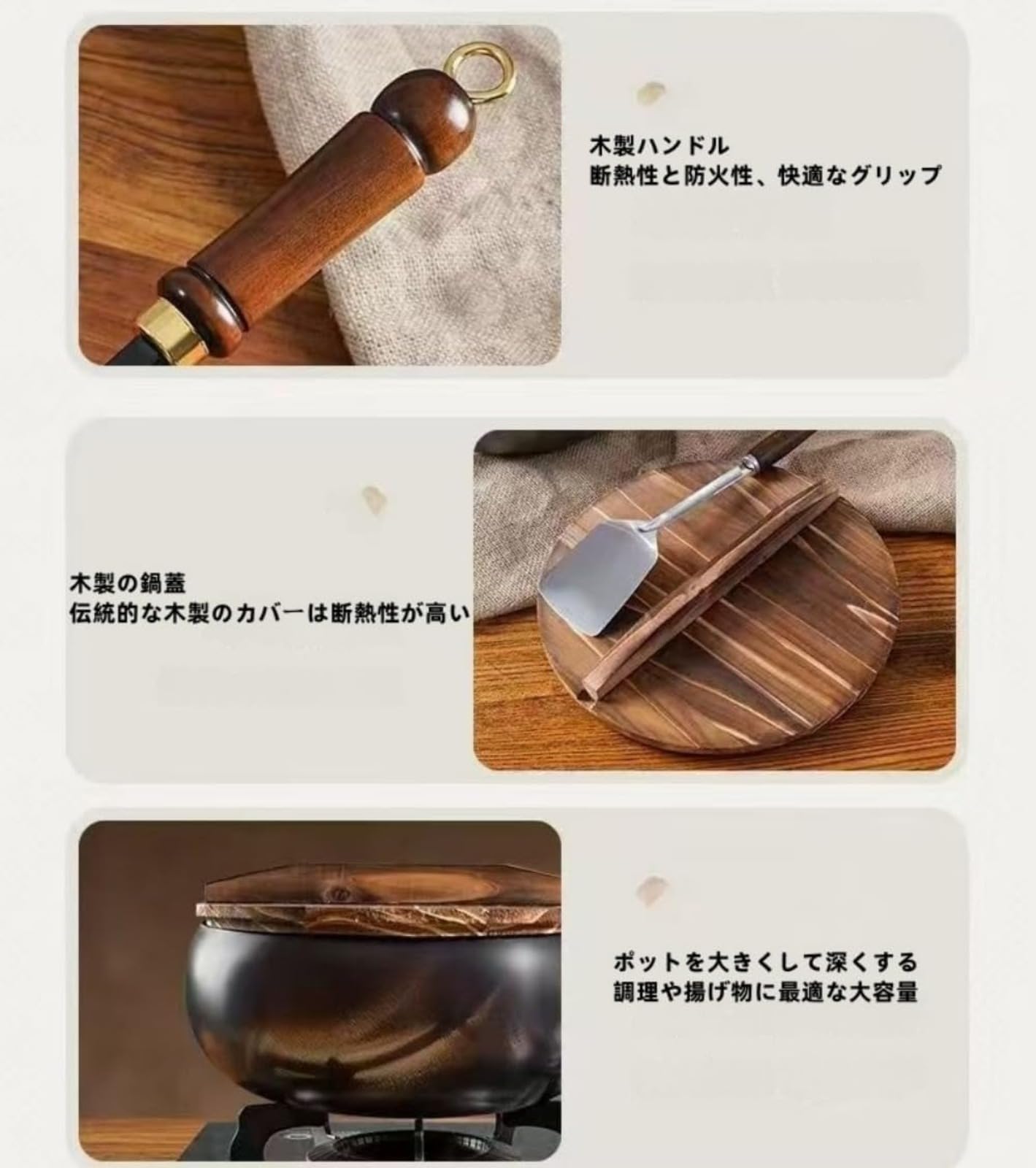 Amazon | 古代製法 大きな腹鍋 鉄フライパン フライパン 深型 せん鉄鍋
