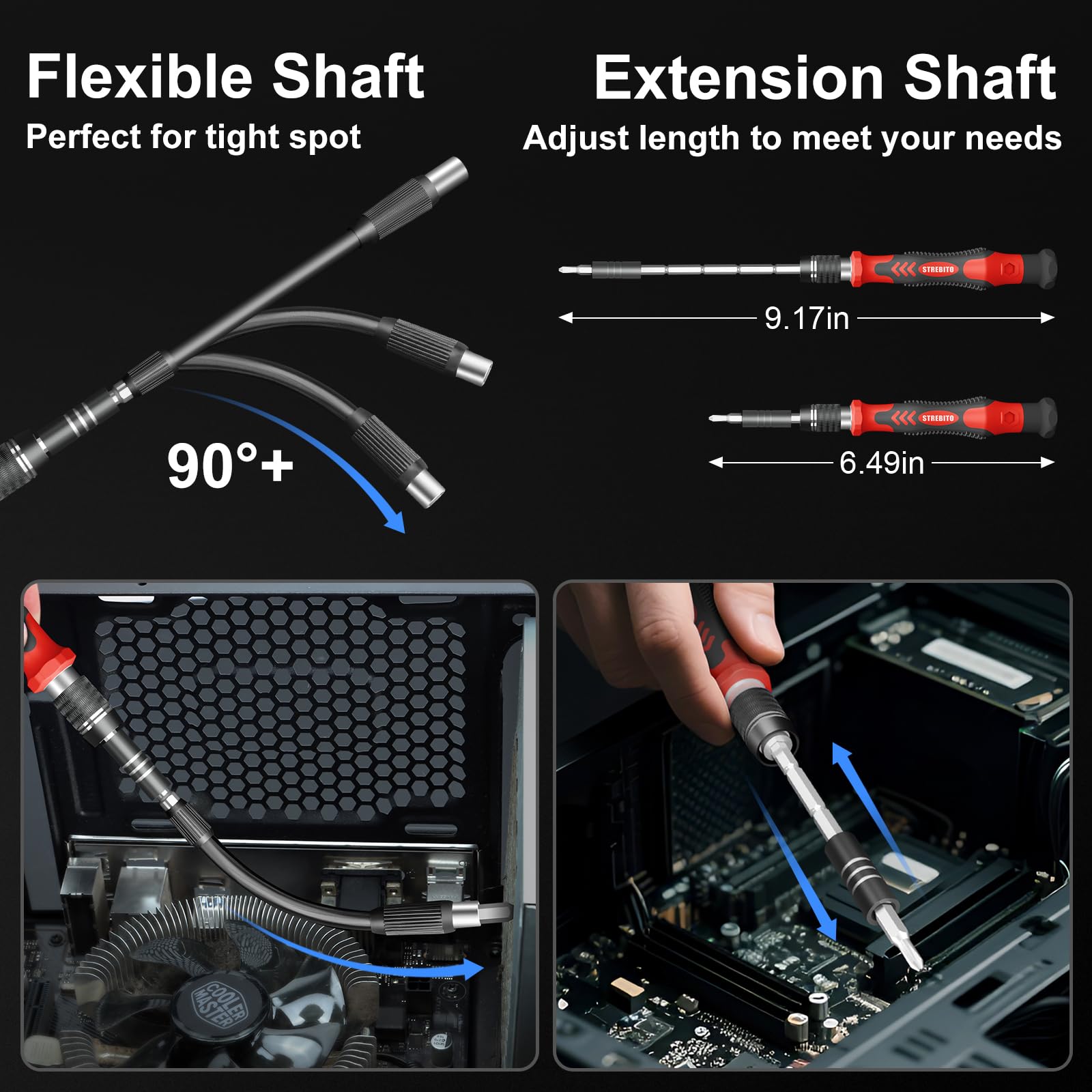 STREBITO - 144pcs 3.7V Tournevis de Précision sans Fil Électrique Rechargeable Petit Kit de Tournevis Électrique Outils