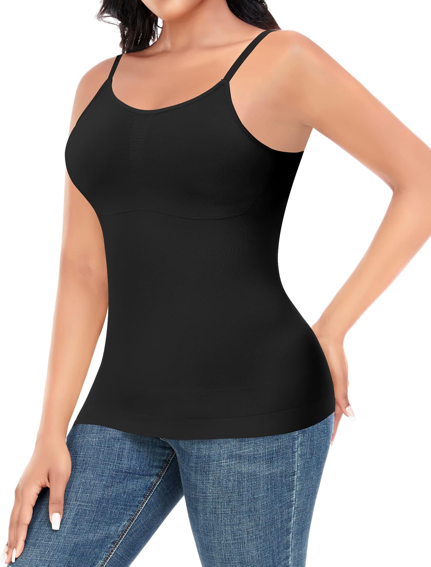 WerkissShapewear Camisole Tank Tops for Women Tummy Control Vest Compression Cami Slimming Body Shaper Adjustable Strap Camisole with Built in Bra